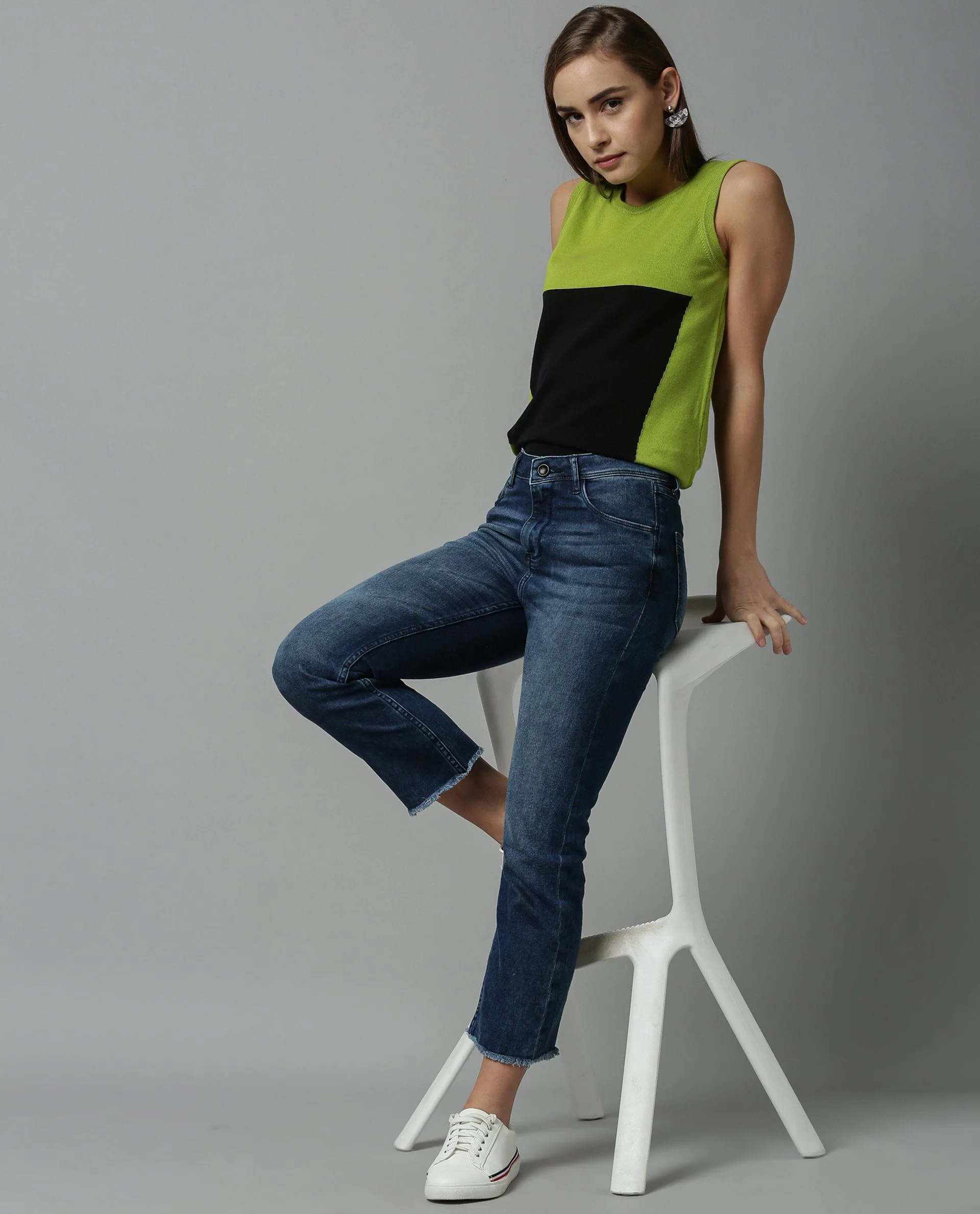 Rareism Women Libra Green Top Sleeveless - Image 5