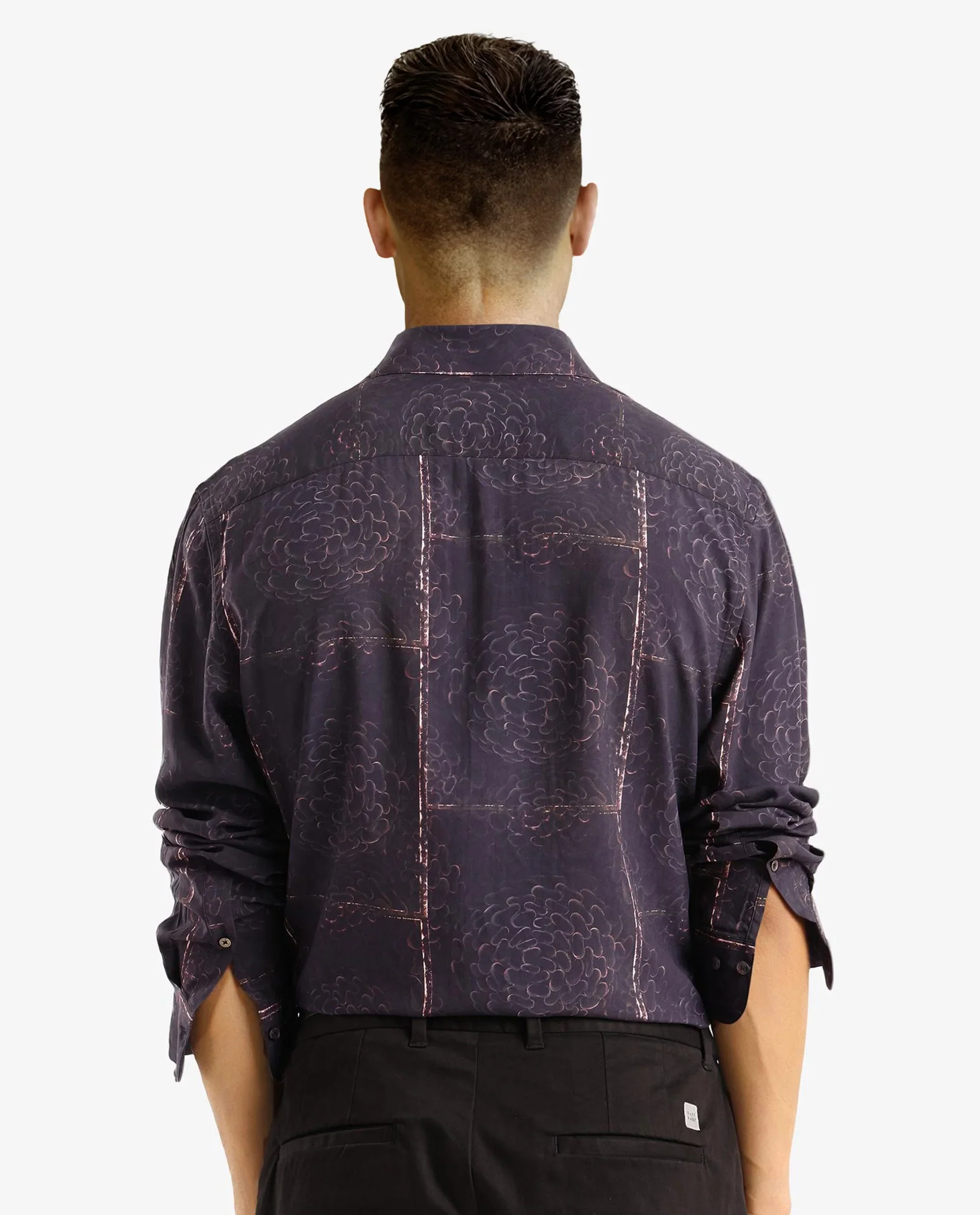 Rare Rabbit Men's Libre Black Viscose Abstract Print Regular Fit Full Sleeve Collared Shirt - Image 4