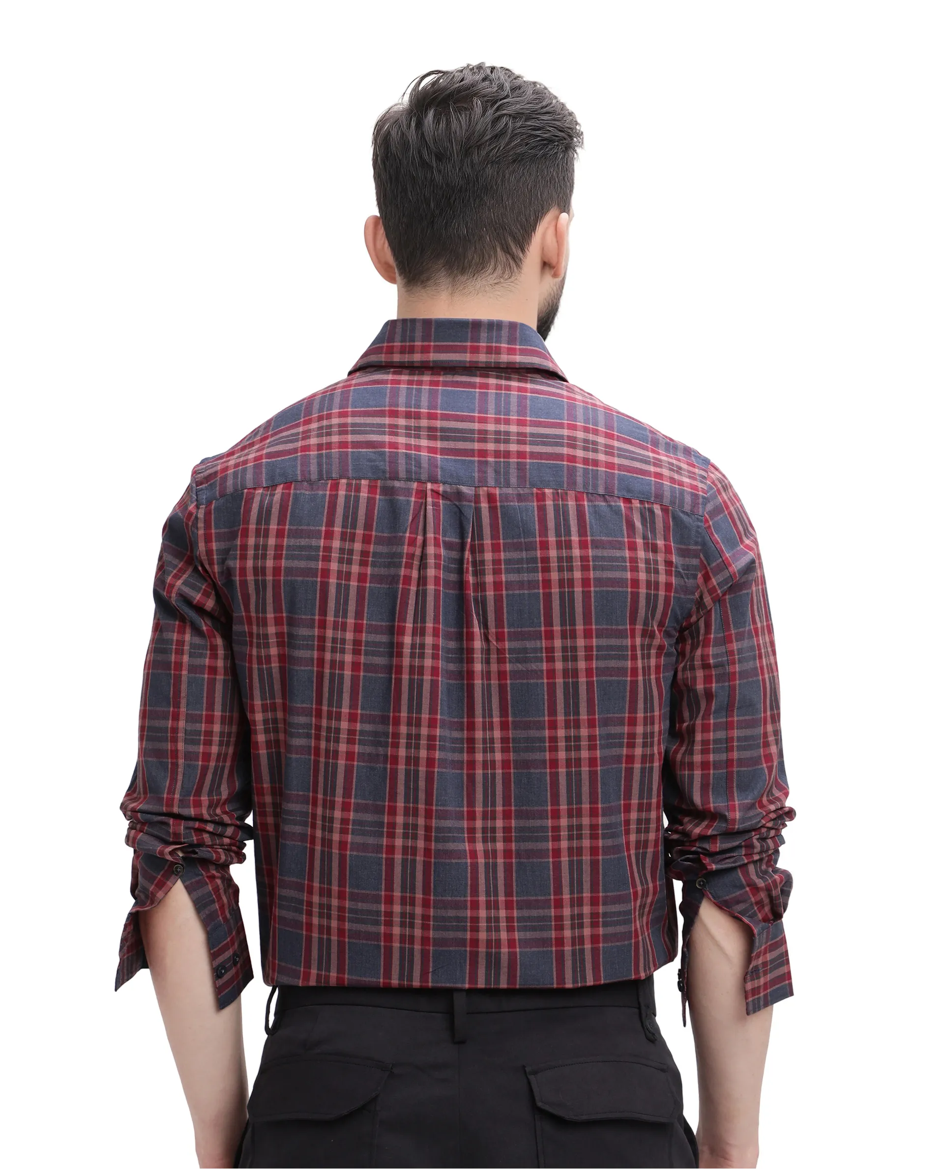 Rare Rabbit Men's Libya Red Cotton Checked Print Regular Fit Full Sleeve Collared Shirt - Image 6