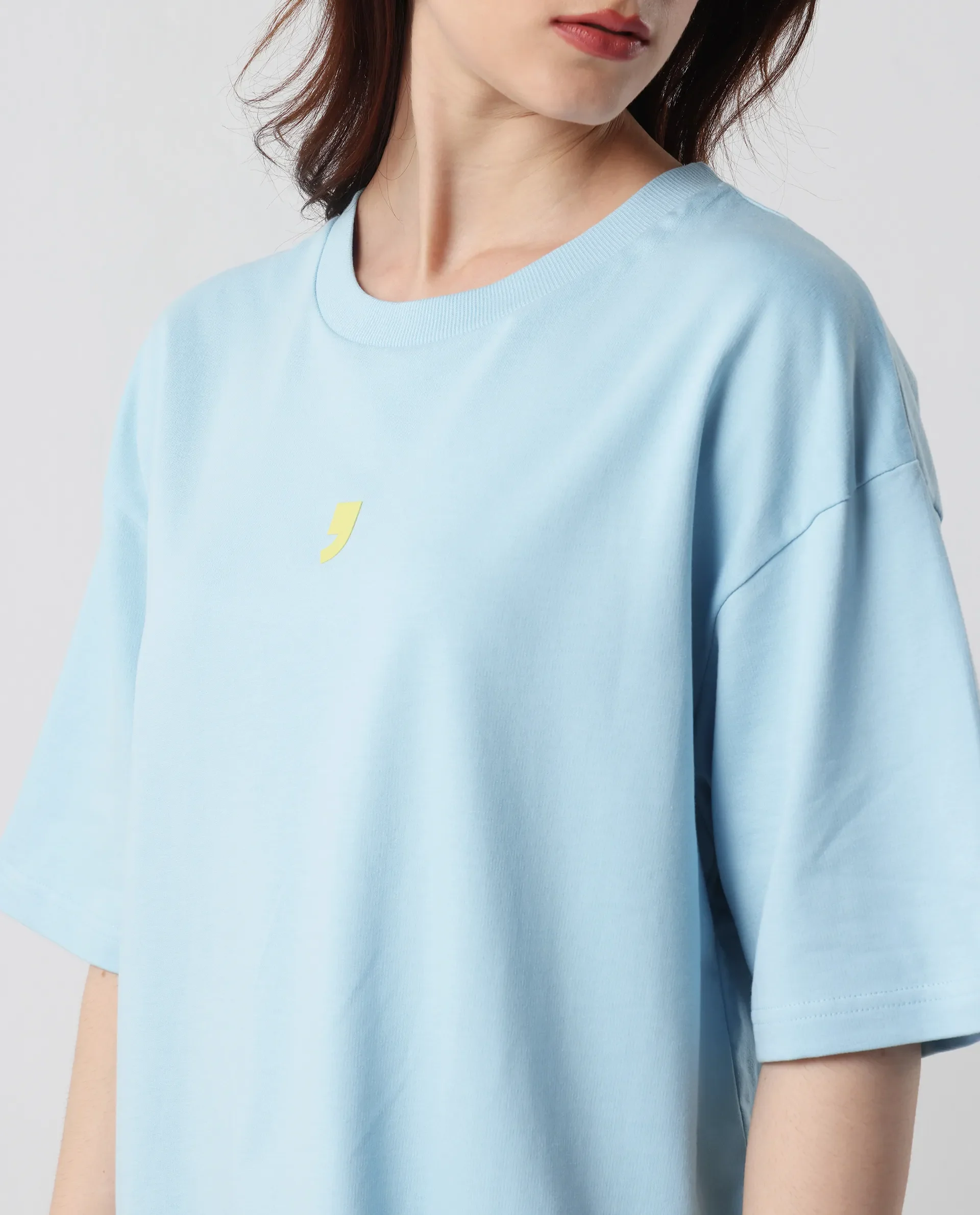 Rareism Women's Liche Blue Cotton Graphic Print Oversized T-Shirt - Image 3