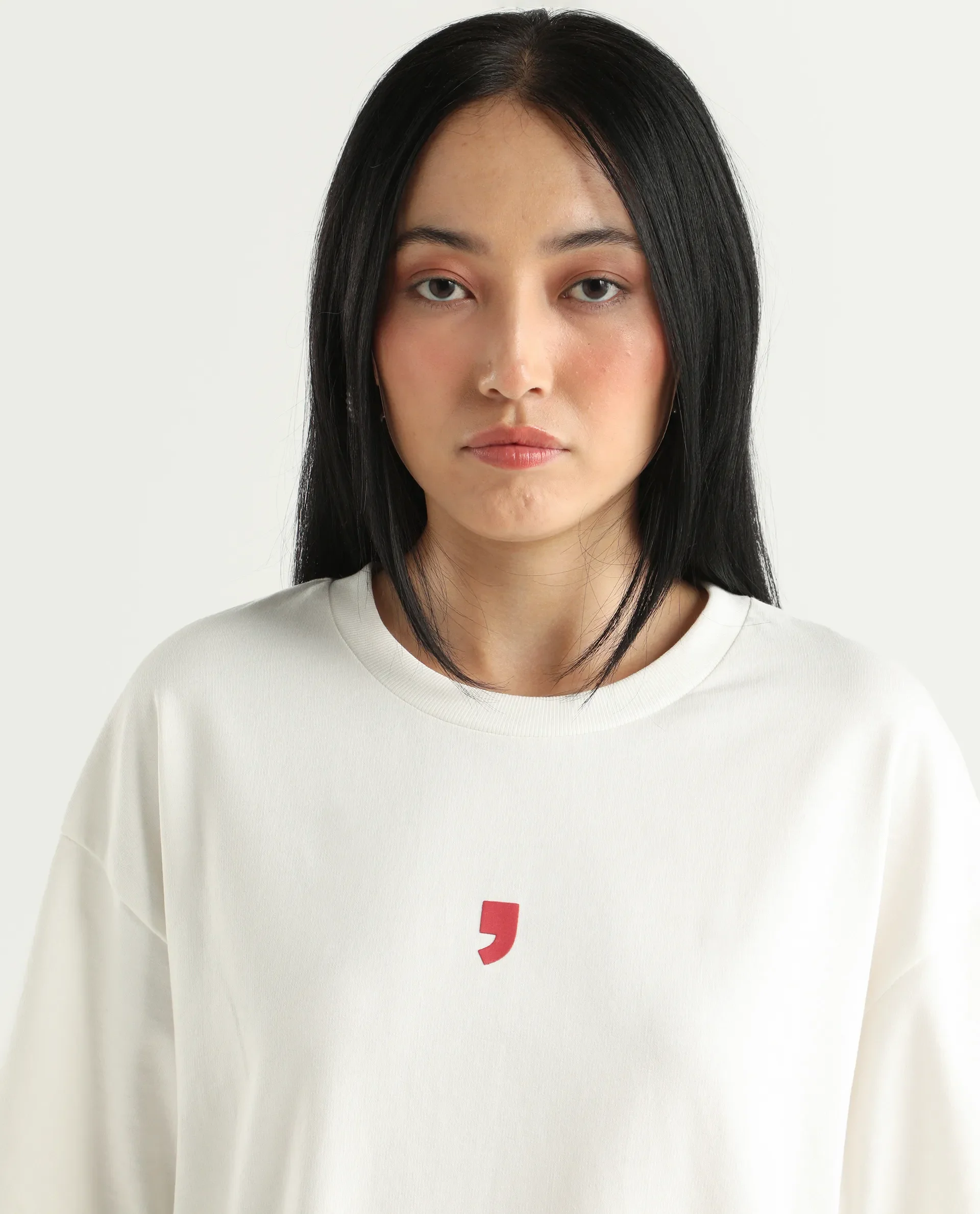 Rareism Women's Liche Off White Cotton Graphic Print Oversized T-Shirt - Image 4