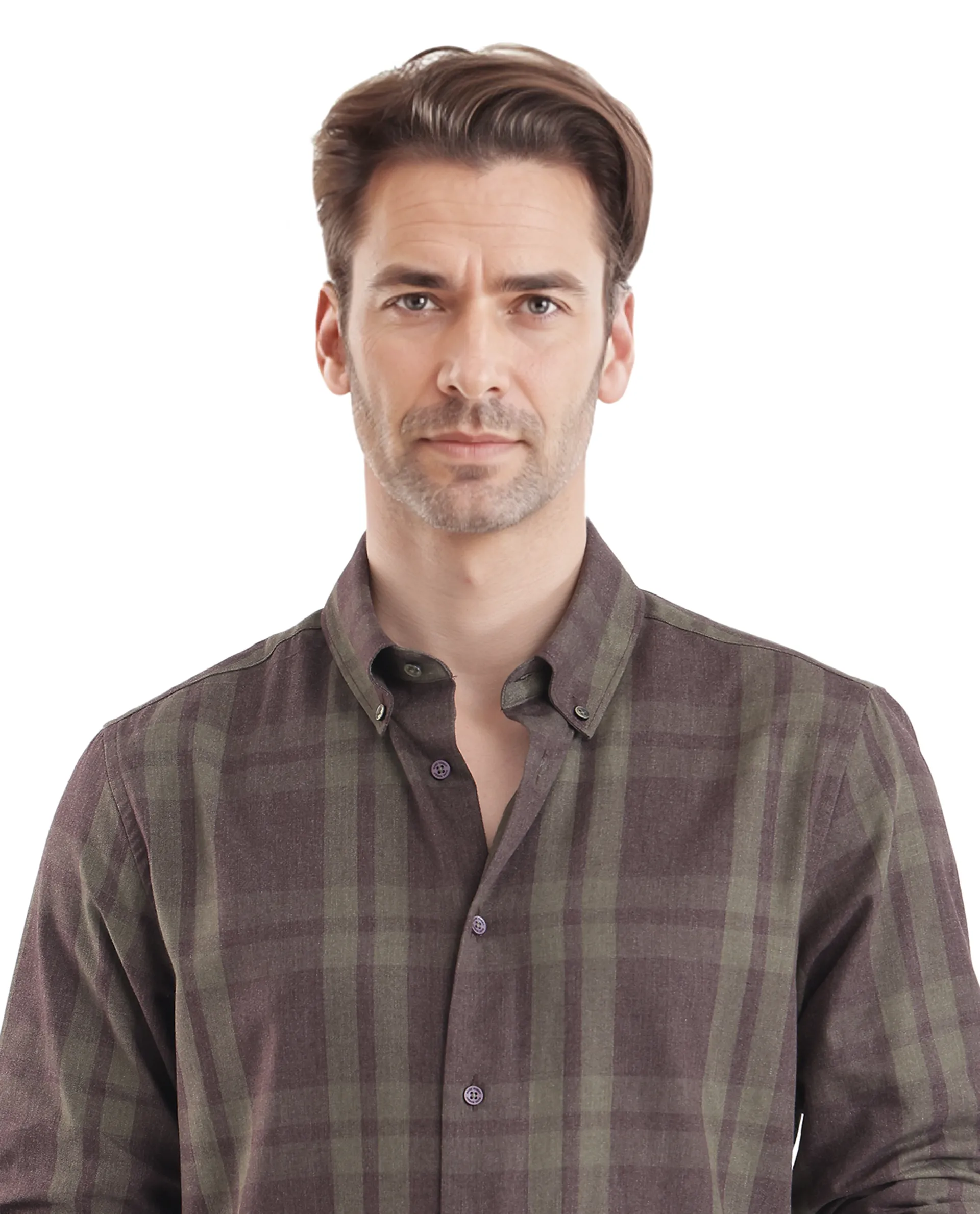 Rare Rabbit Men's Licot Dark Olive Cotton Checked Print Regular Fit Full Sleeve Collared Shirt - Image 8