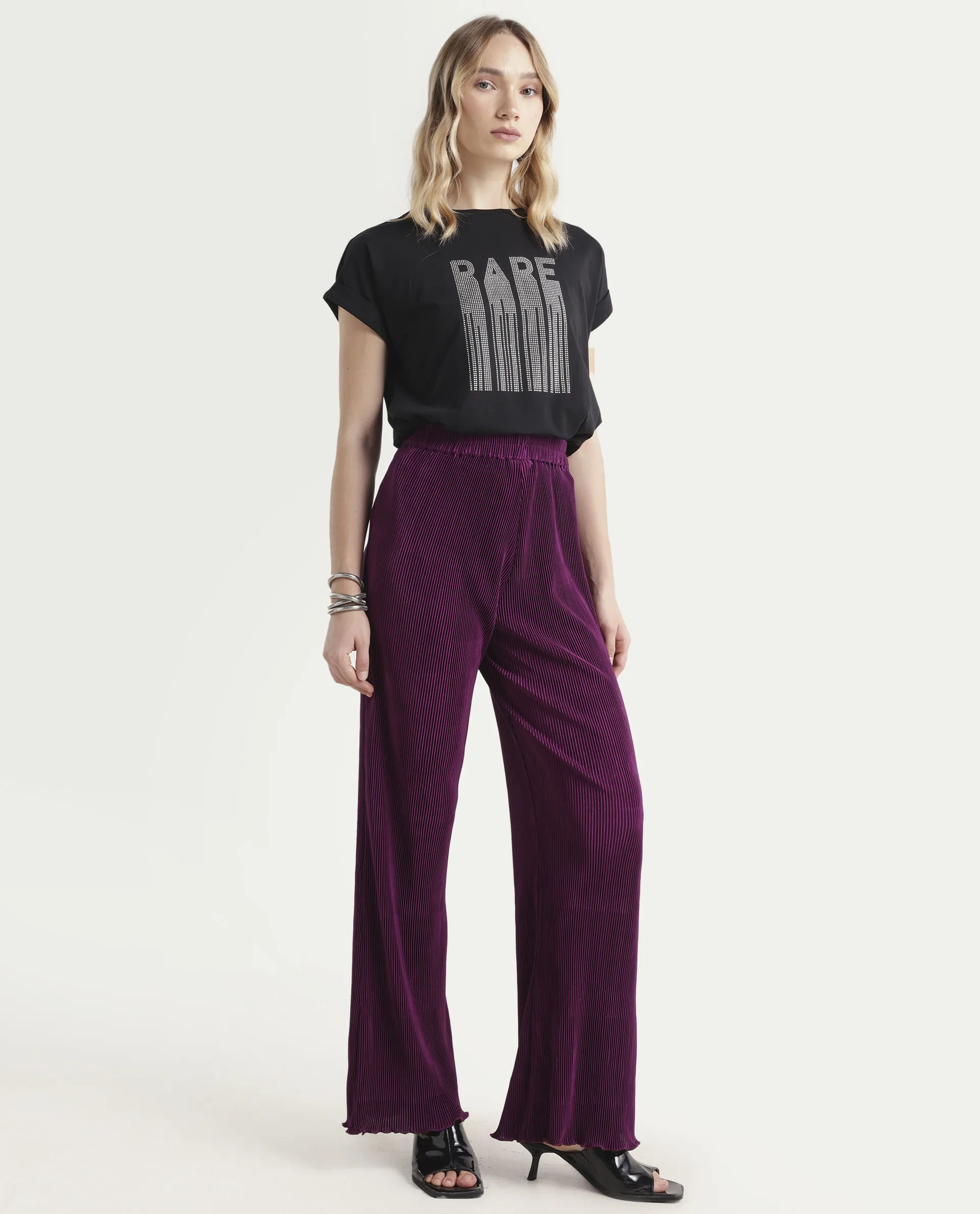 Rareism Women's Licyle Maroon Polyester Plain Ankle Length Regular Fit Trouser - Image 6