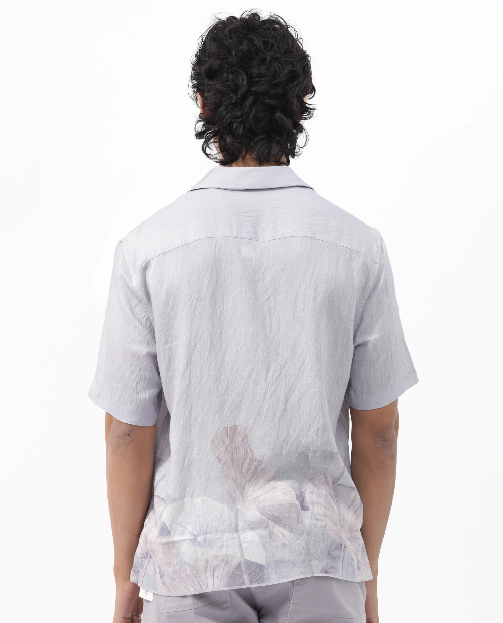Rare Rabbit Men's Lilate Pastel Purple Viscose Tropical Print Boxy Fit Half Sleeve Cuban Collar Shirt - Image 10