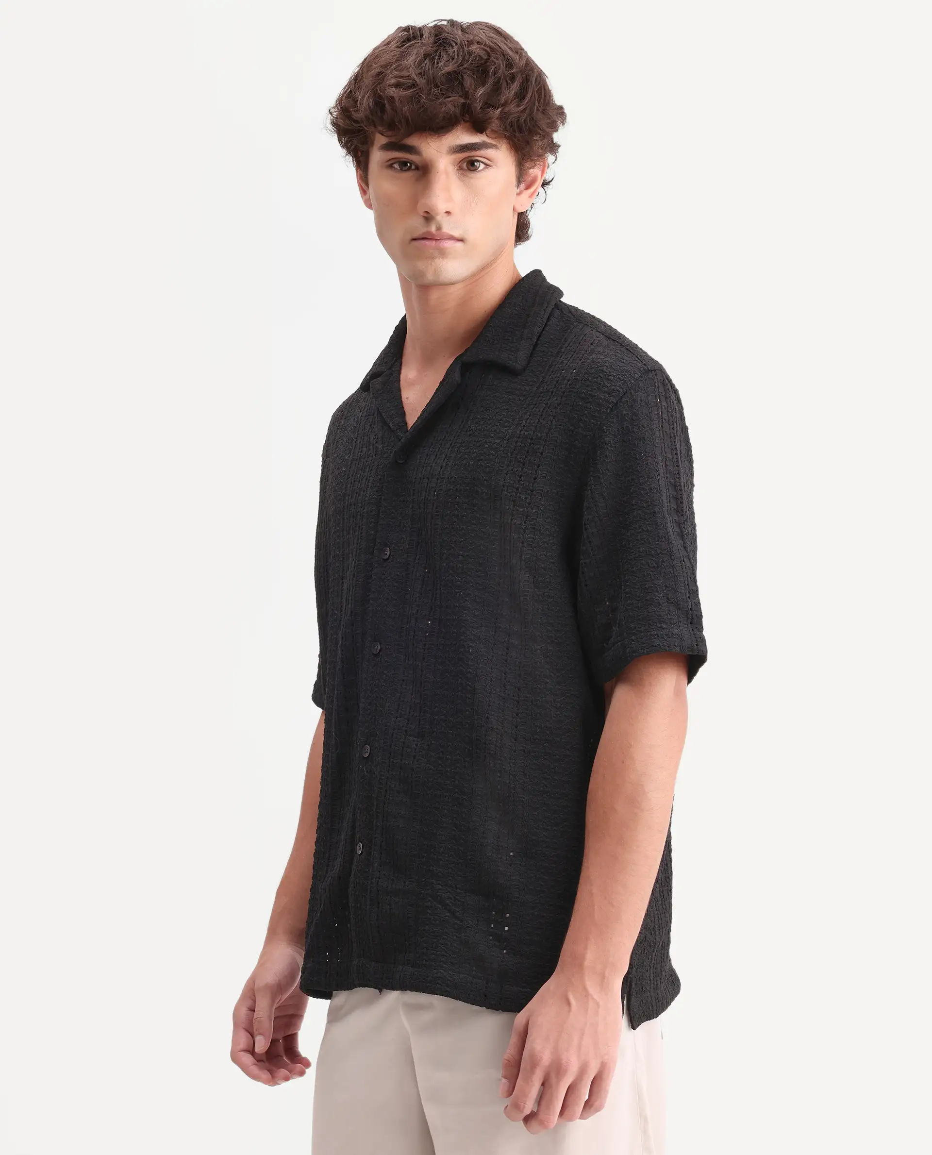 Rare Rabbit Men's Limo Black Cotton Embroidered Regular Fit Full Sleeve Collared Shirt - Image 6