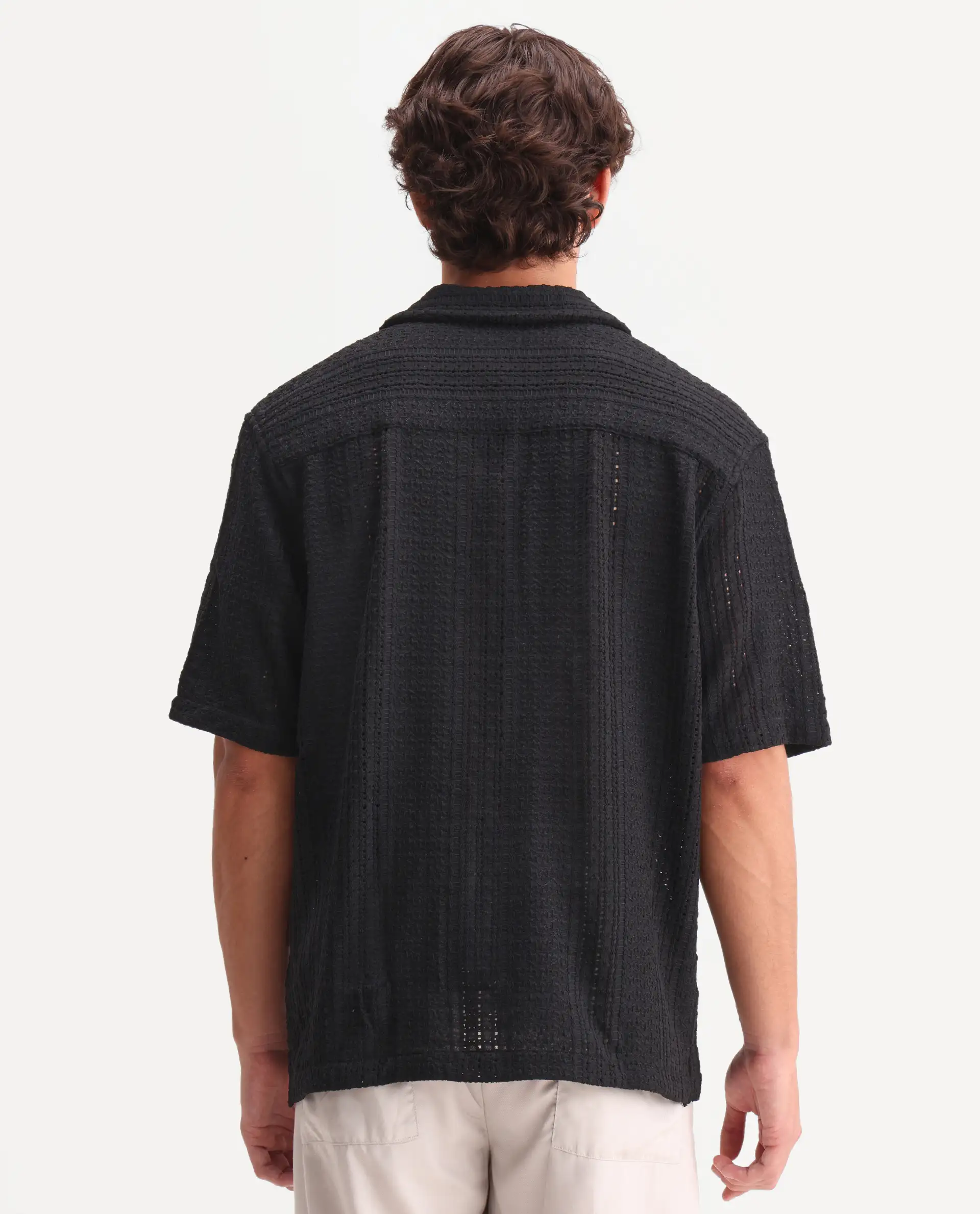 Rare Rabbit Men's Limo Black Cotton Embroidered Regular Fit Full Sleeve Collared Shirt - Image 8