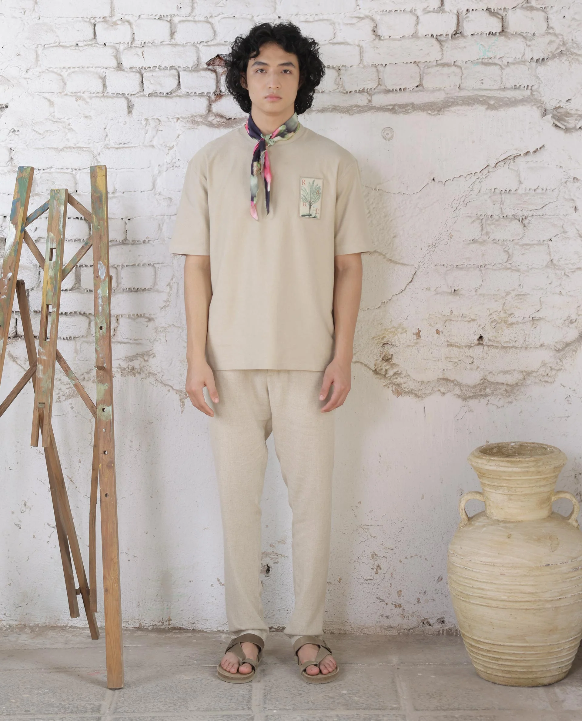 Rare Rabbit Men's Linac Beige 100% Linen Plain Regular Fit Trouser - Image 10