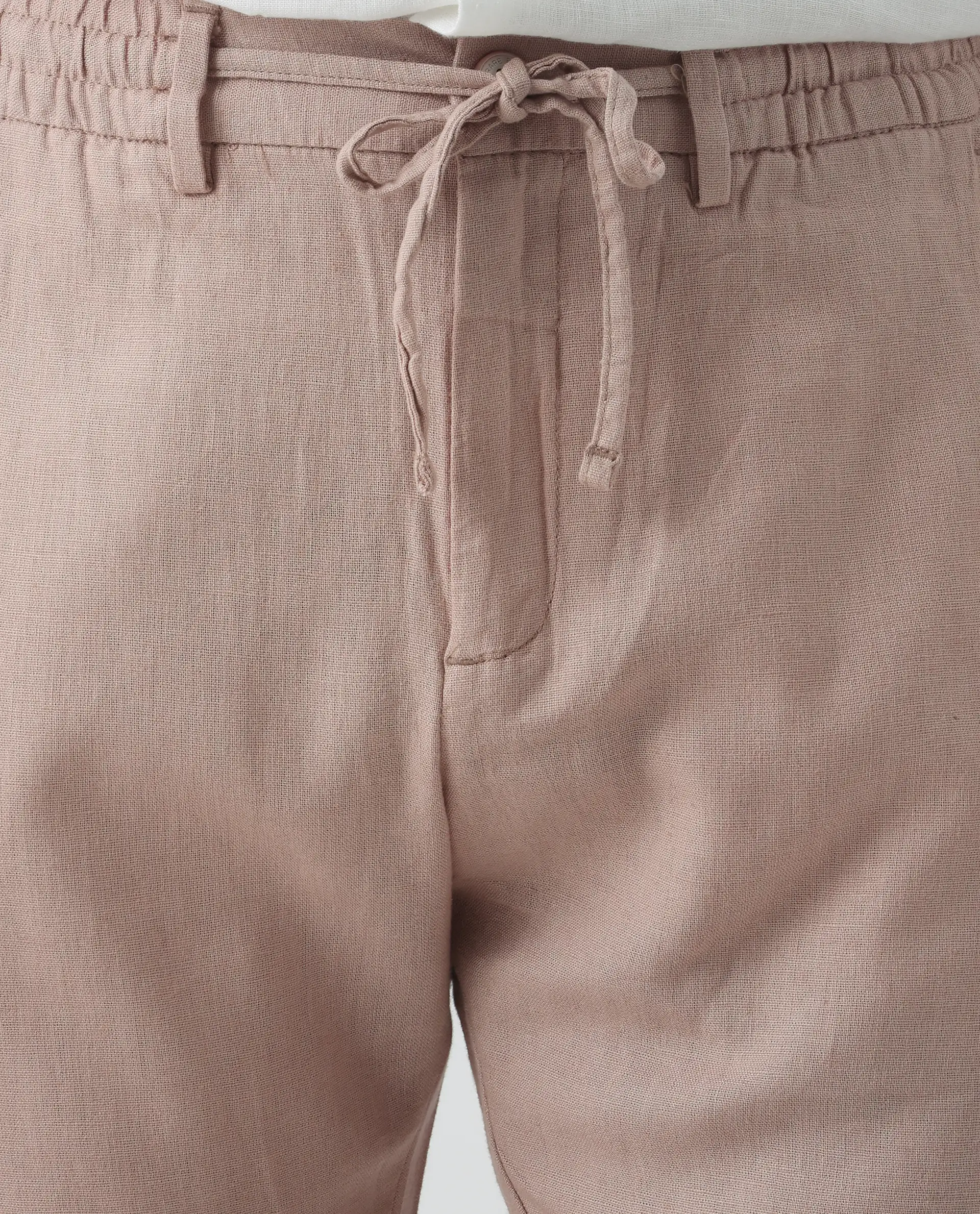 Rare Rabbit Men's Linac Dusky Pink 100% Linen Plain Regular Fit Trouser - Image 7