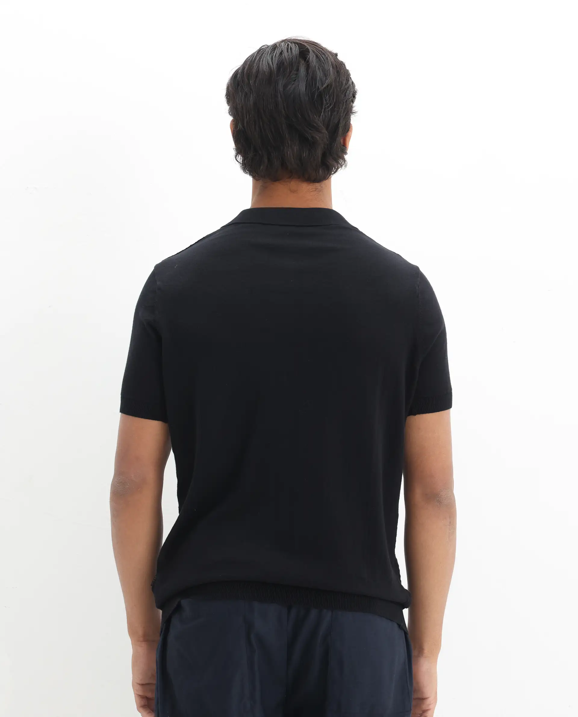 Rare Rabbit Men's Lincos Black Cotton Jacquard Slim Fit Half Sleeve Polo - Image 8
