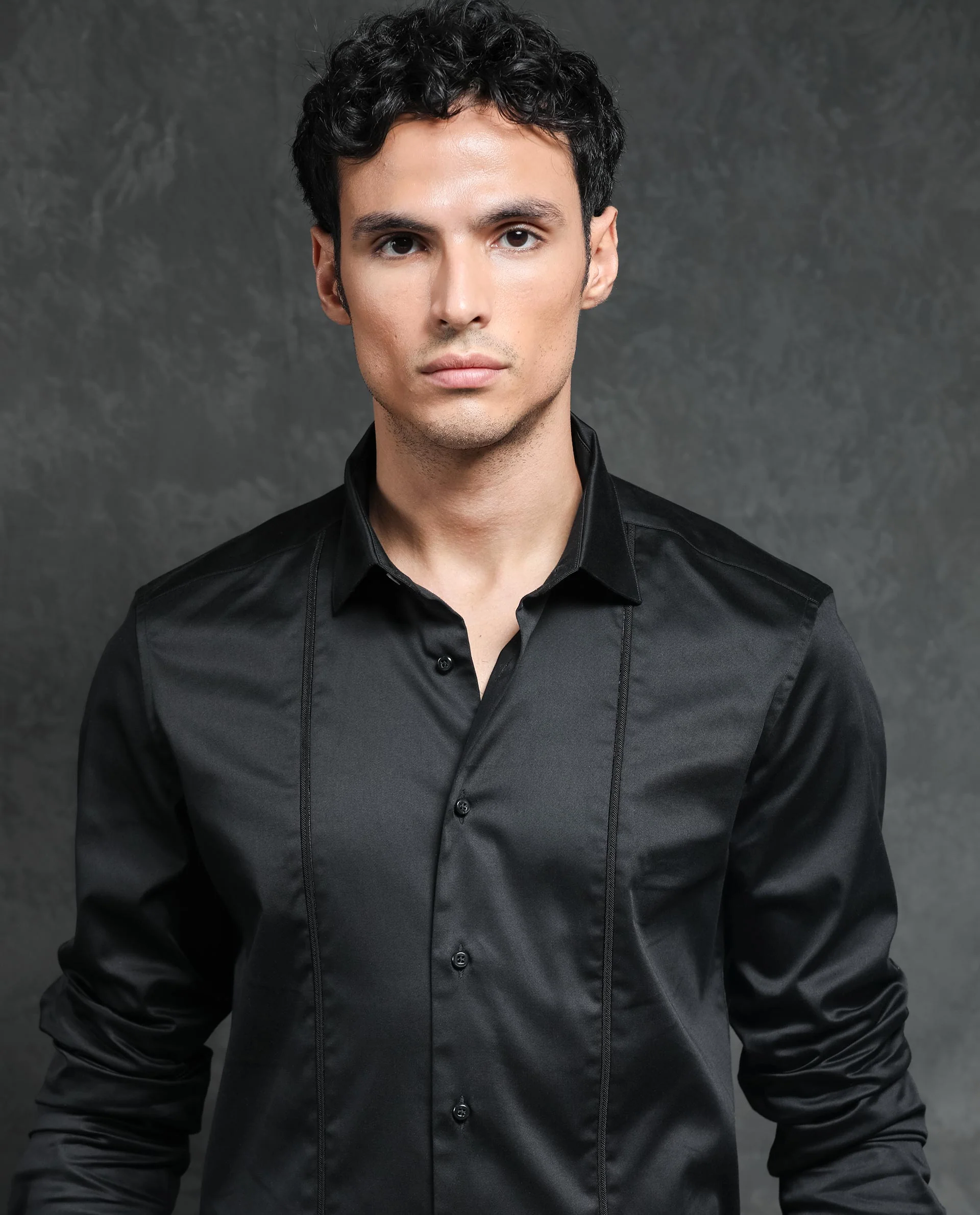 Rare Rabbit Men's Liner Black Cotton Plain Regular Fit Full Sleeve Collared Shirt - Image 5