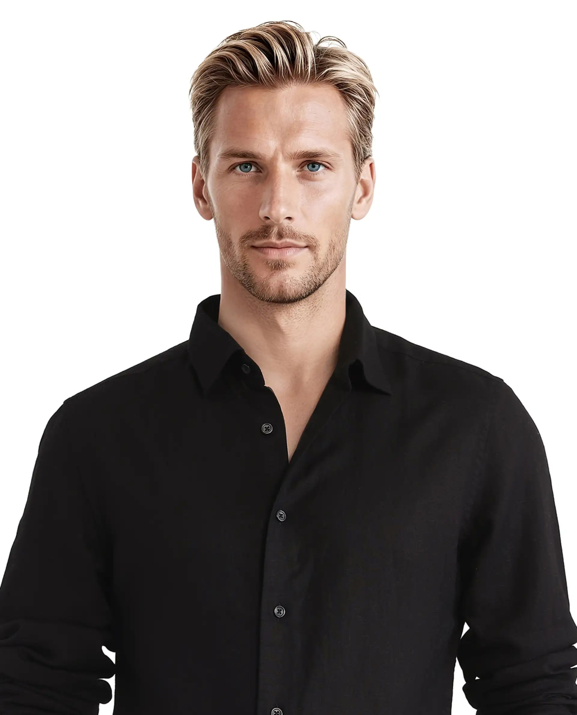 Rare Rabbit Men's Linex Ls-25 Black Linen Blend Plain Regular Fit Full Sleeve Collared Shirt - Image 8