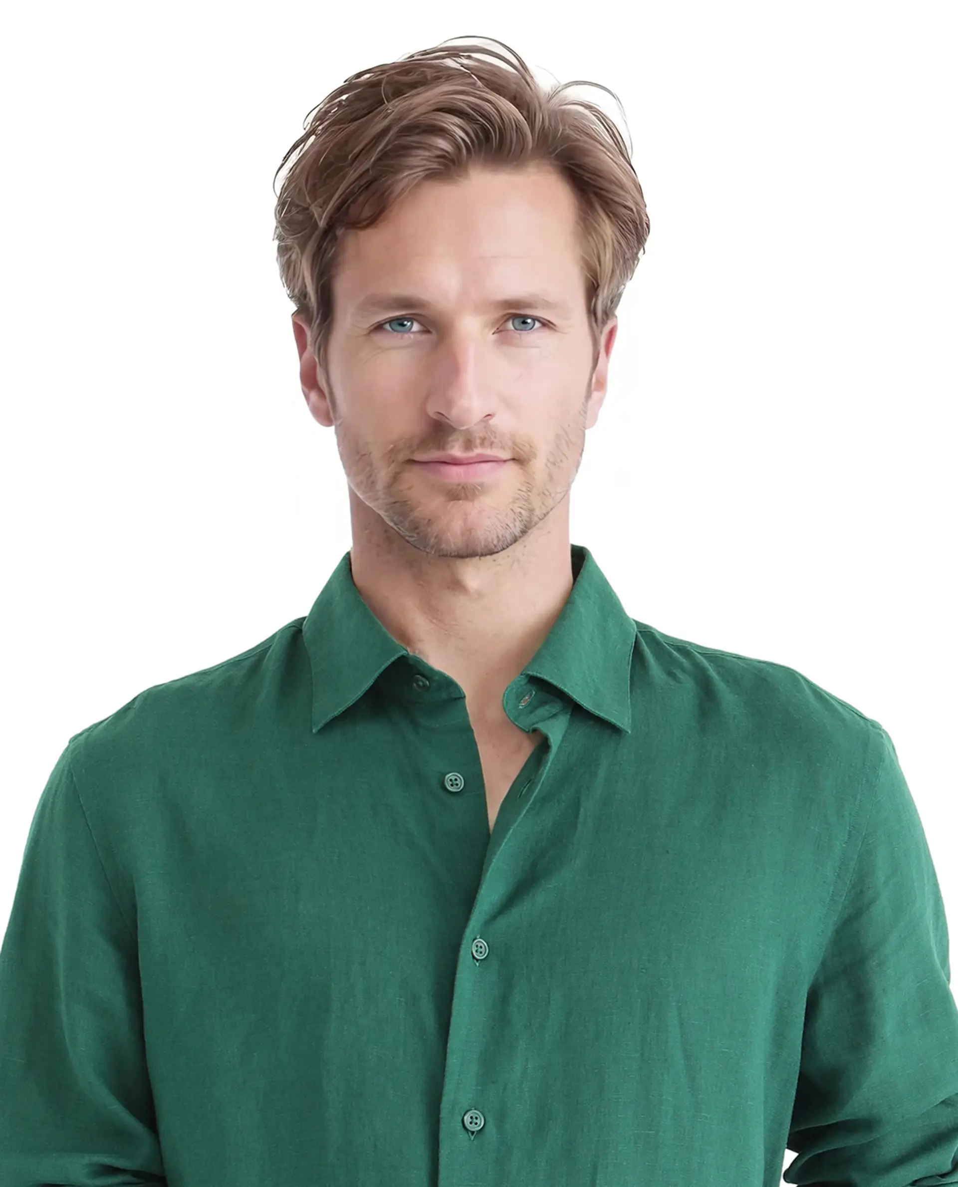 Rare Rabbit Men's Linex Ls-25 Green Linen Blend Plain Regular Fit Full Sleeve Collared Shirt - Image 8