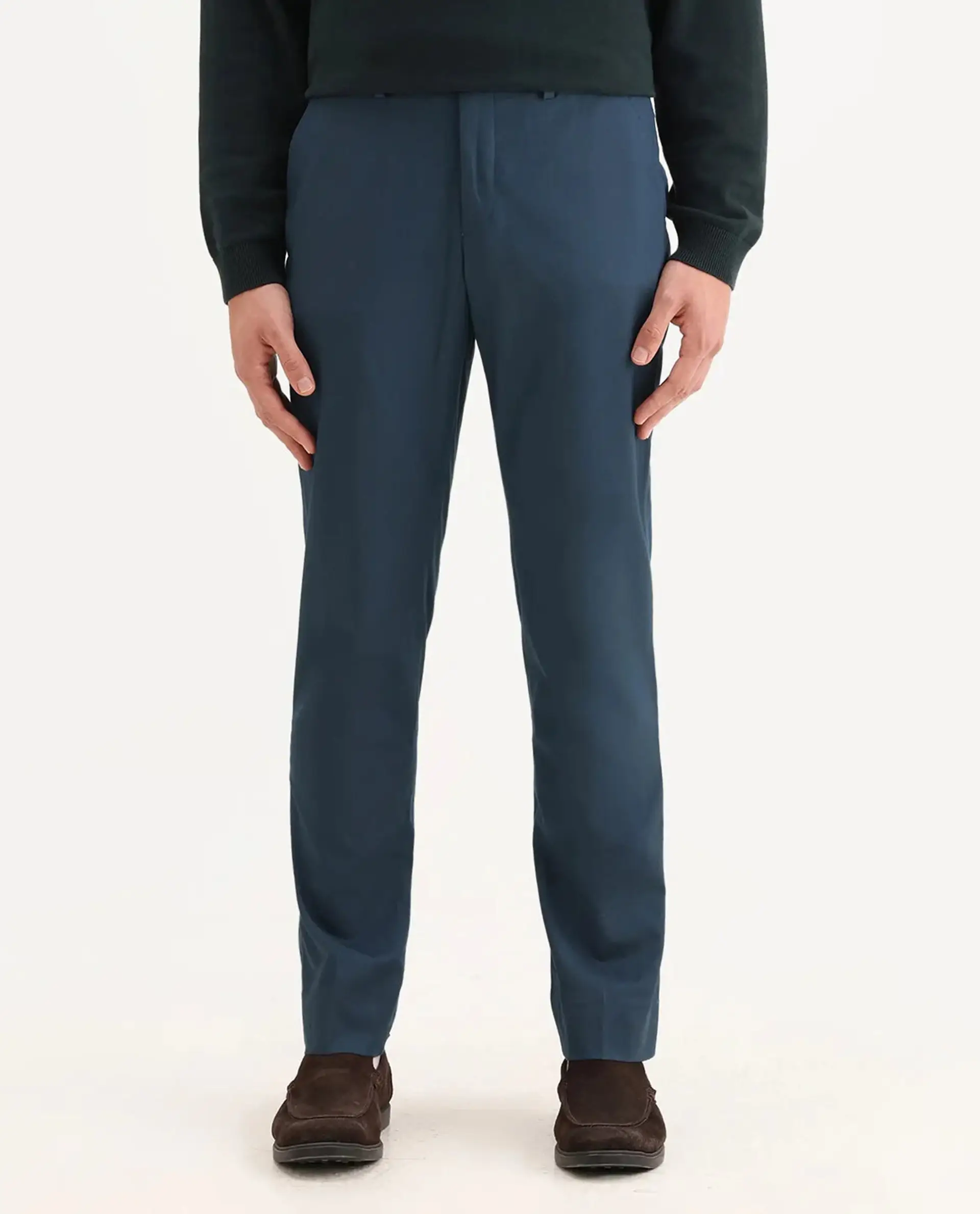 Rare Rabbit Men's Lingo Petrol Polyester Plain Regular Fit Trouser - Image 9