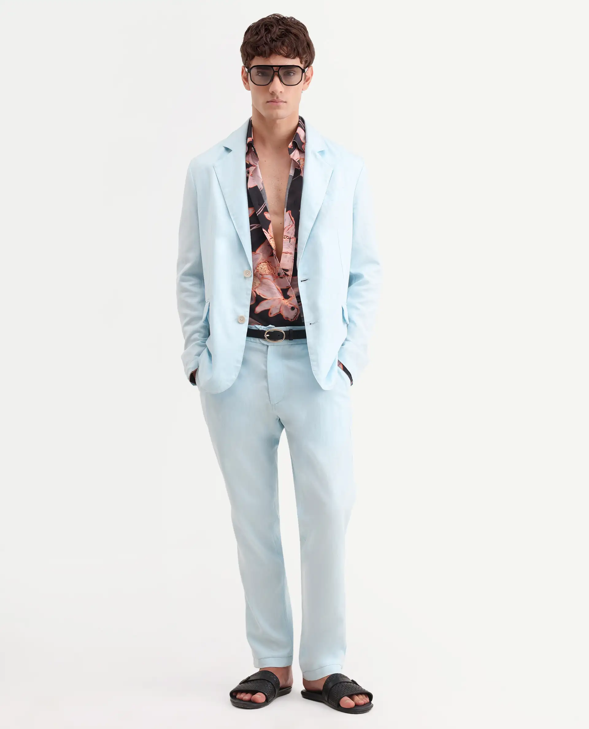 Rare Rabbit Men's Linol Aqua Lyocell Blend Fabric Collared Neck Tailored Fit Blazer - Image 2