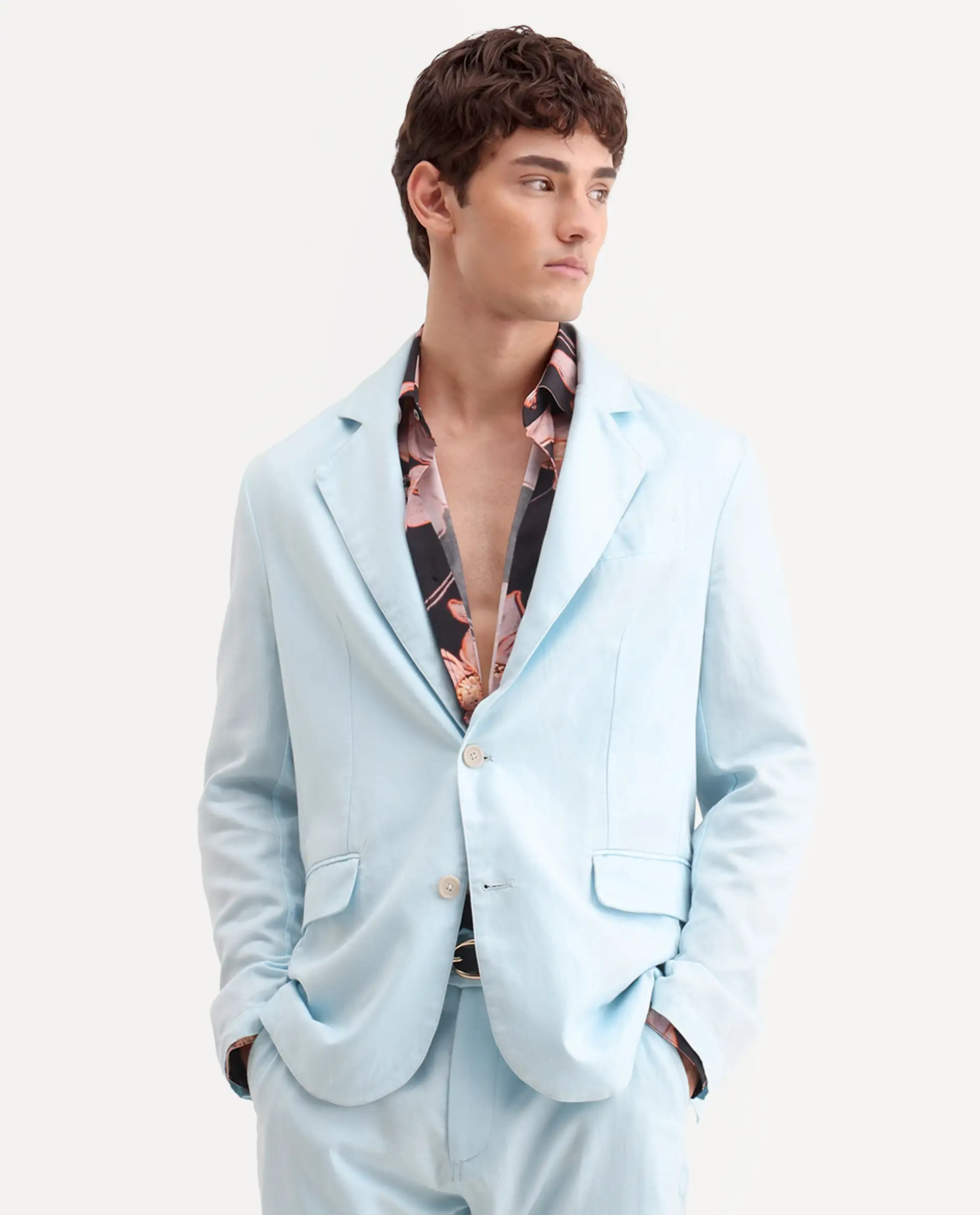 Rare Rabbit Men's Linol Aqua Lyocell Blend Fabric Collared Neck Tailored Fit Blazer - Image 3