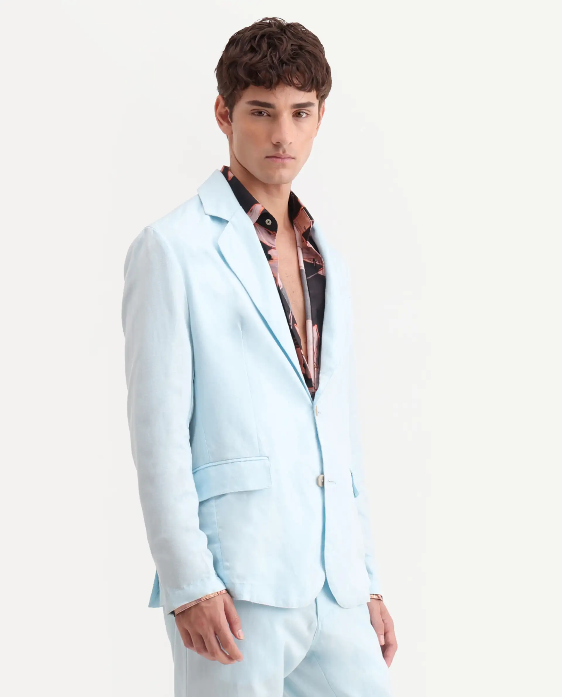 Rare Rabbit Men's Linol Aqua Lyocell Blend Fabric Collared Neck Tailored Fit Blazer - Image 6