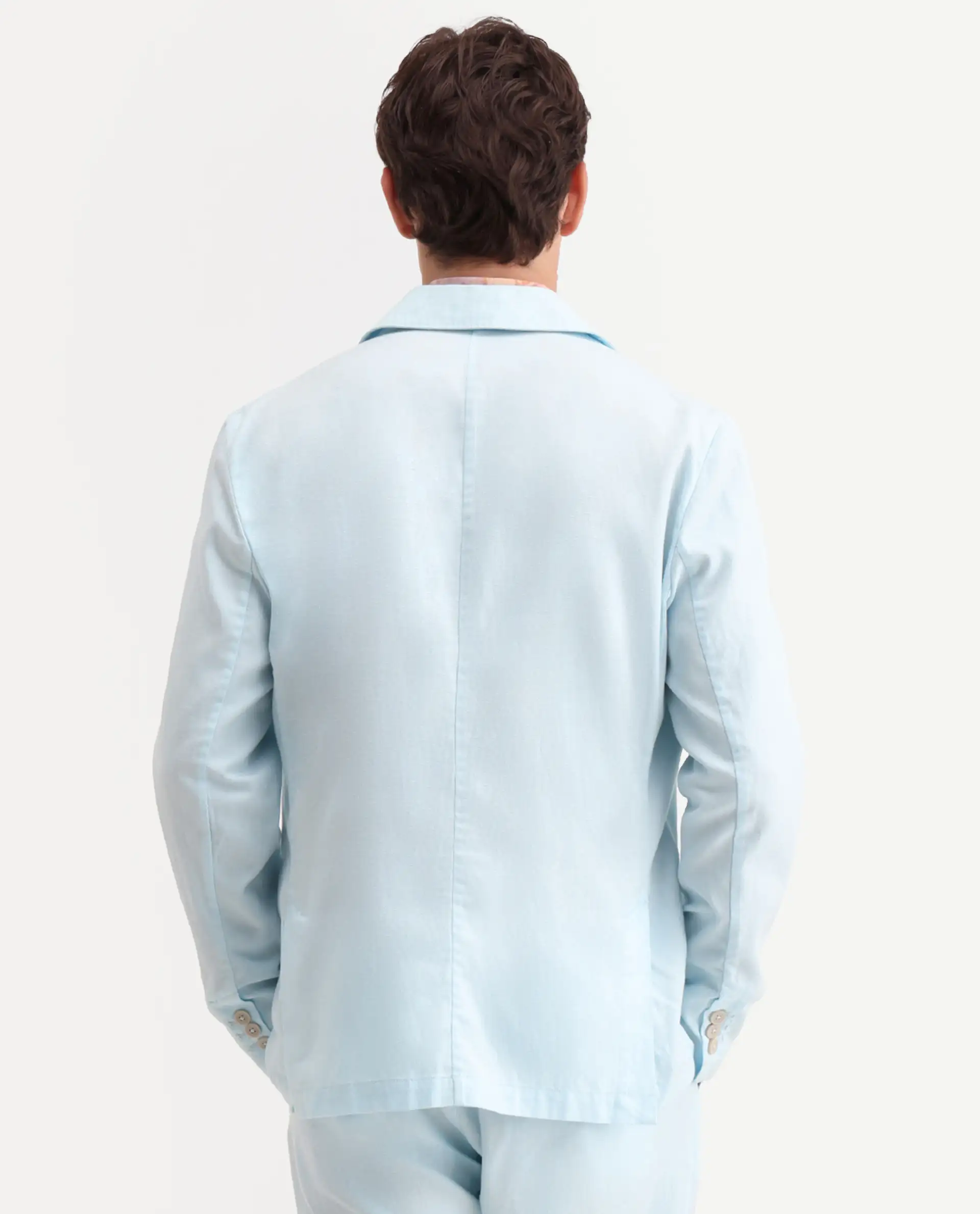 Rare Rabbit Men's Linol Aqua Lyocell Blend Fabric Collared Neck Tailored Fit Blazer - Image 7
