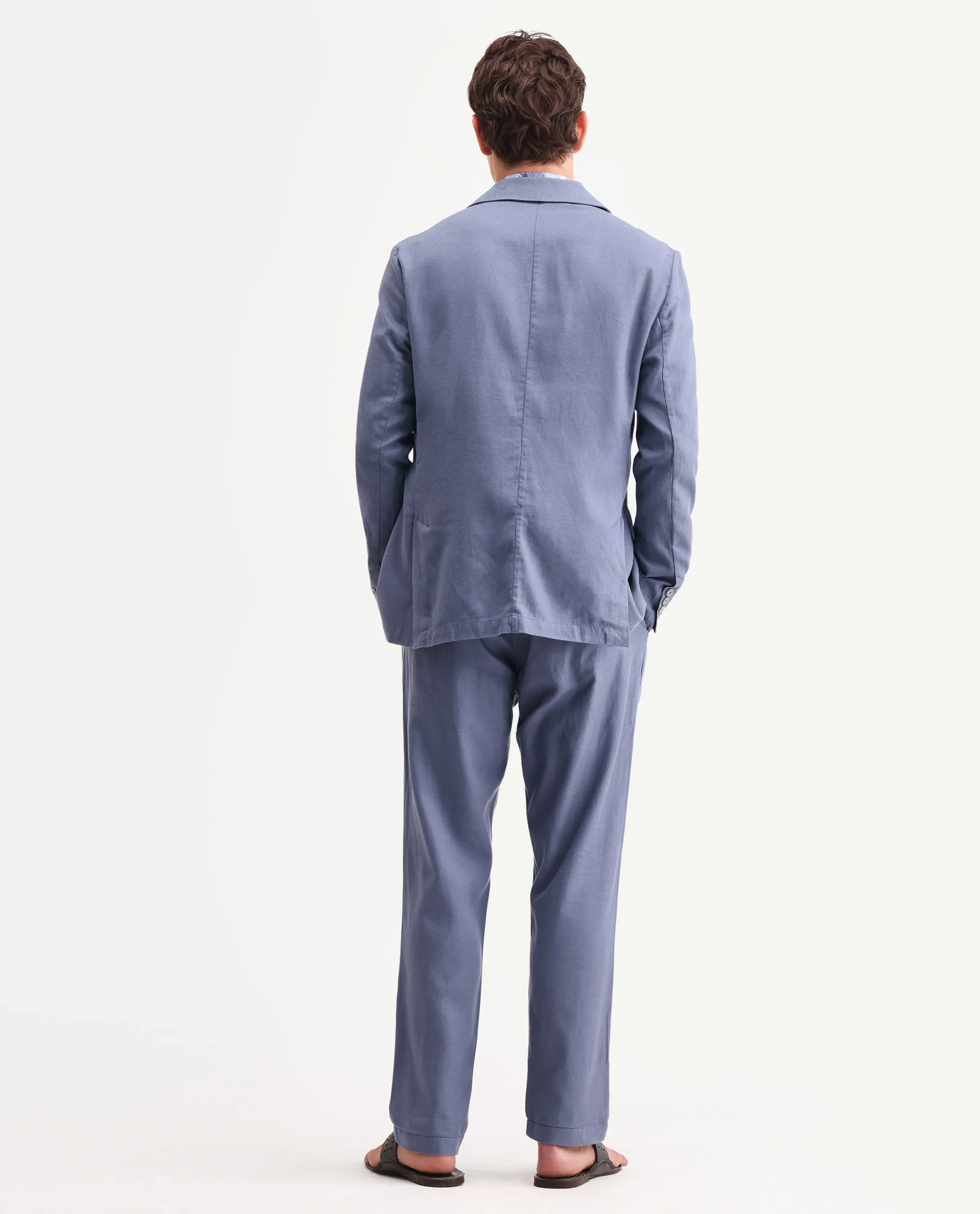 Rare Rabbit Men's Linol Dusky Purple Linen Blend Fabric Lapel Neck Tailored Fit Plain Blazer - Image 5