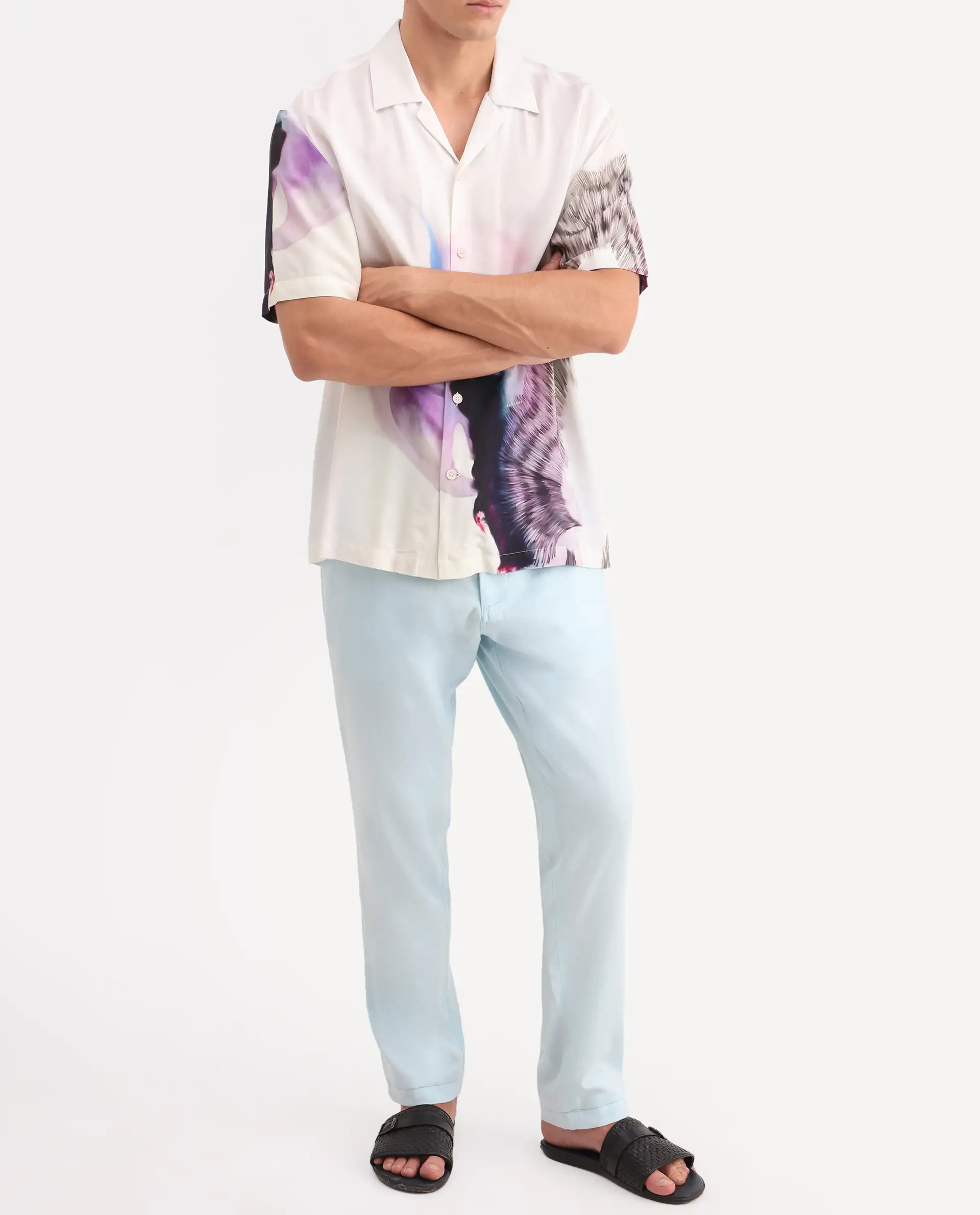 Rare Rabbit Men's Linol-T Aqua Linen Blend Fabric Regular Fit Drawstring Plain Trouser - Image 2