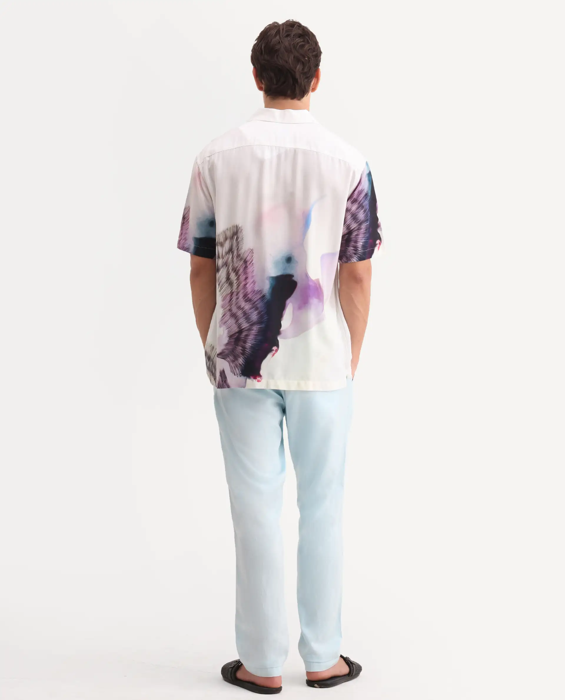 Rare Rabbit Men's Linol-T Aqua Linen Blend Fabric Regular Fit Drawstring Plain Trouser - Image 6