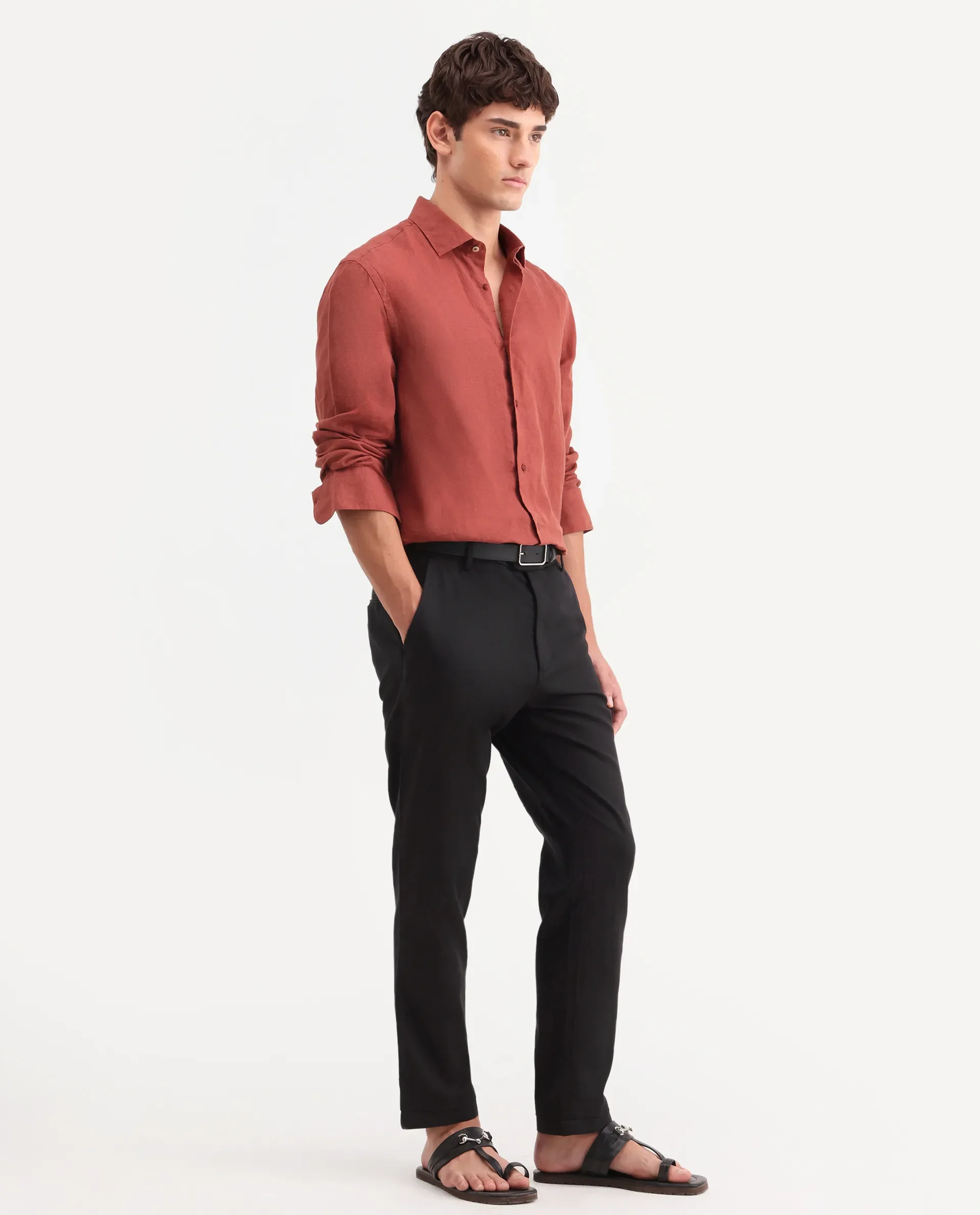 Rare Rabbit Men's Linol-T Black Linen Blend Fabric Regular Fit Drawstring Plain Trouser - Image 5