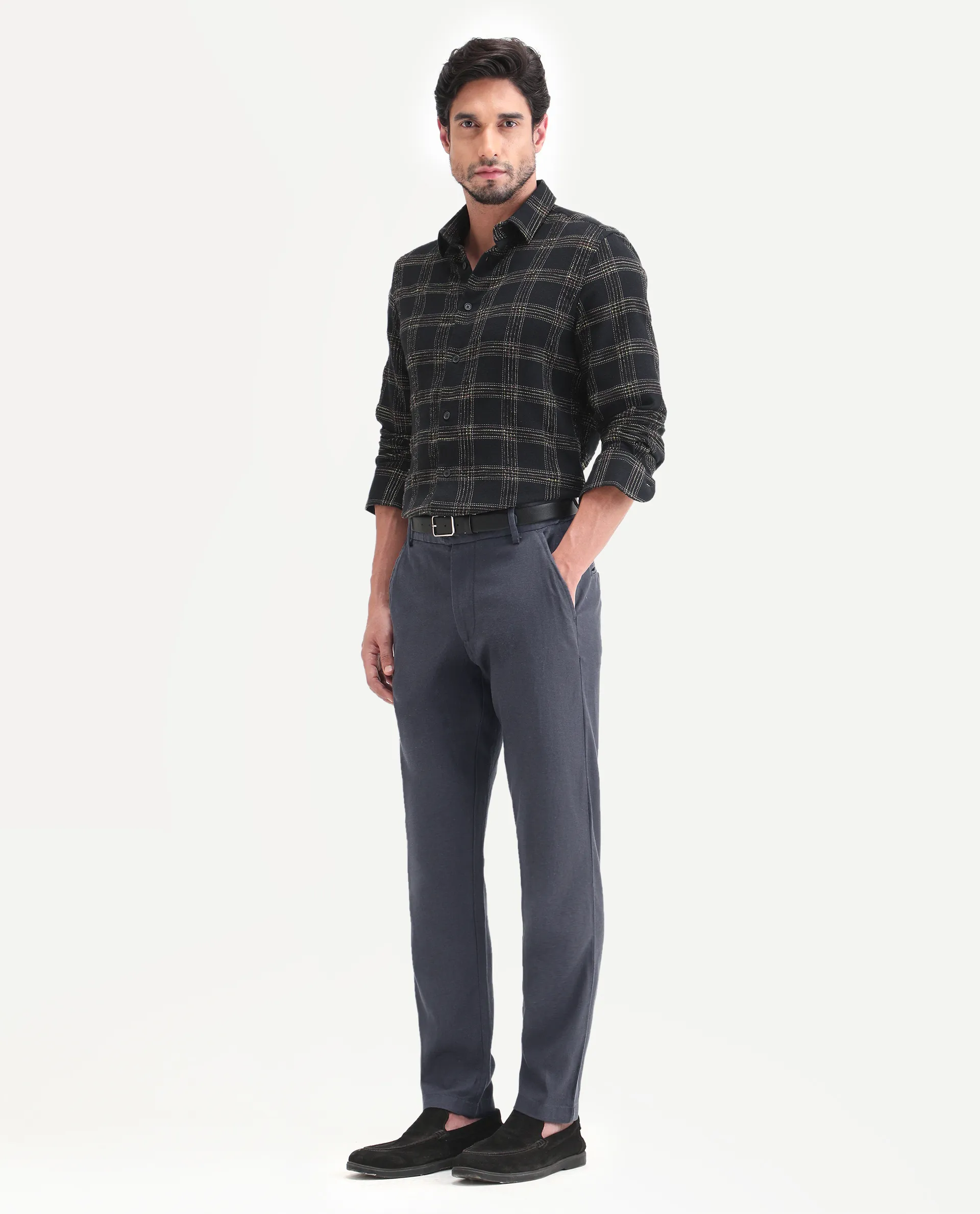Rare Rabbit Men's Linol-T Dark Grey Linen Blend Fabric Regular Fit Drawstring Plain Trouser - Image 6