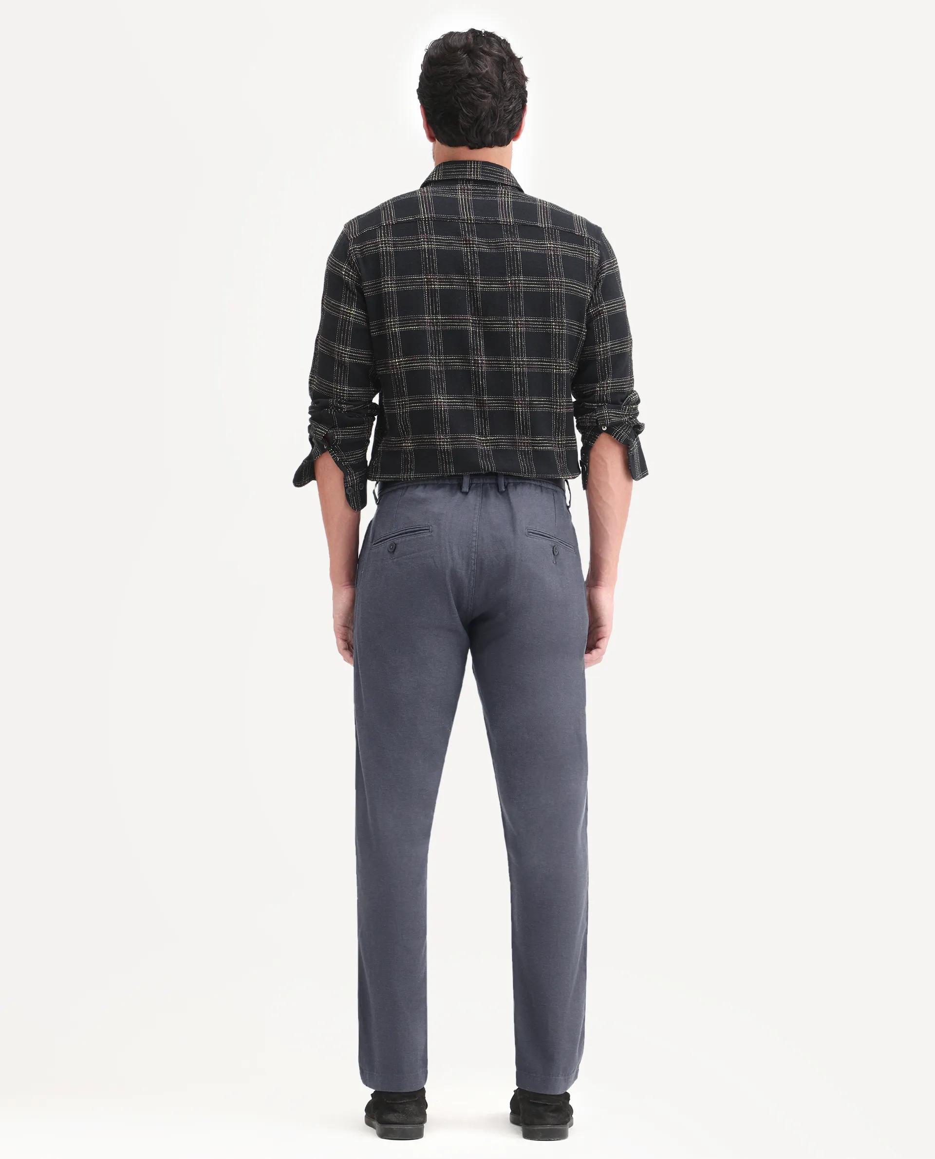 Rare Rabbit Men's Linol-T Dark Grey Linen Blend Fabric Regular Fit Drawstring Plain Trouser - Image 7