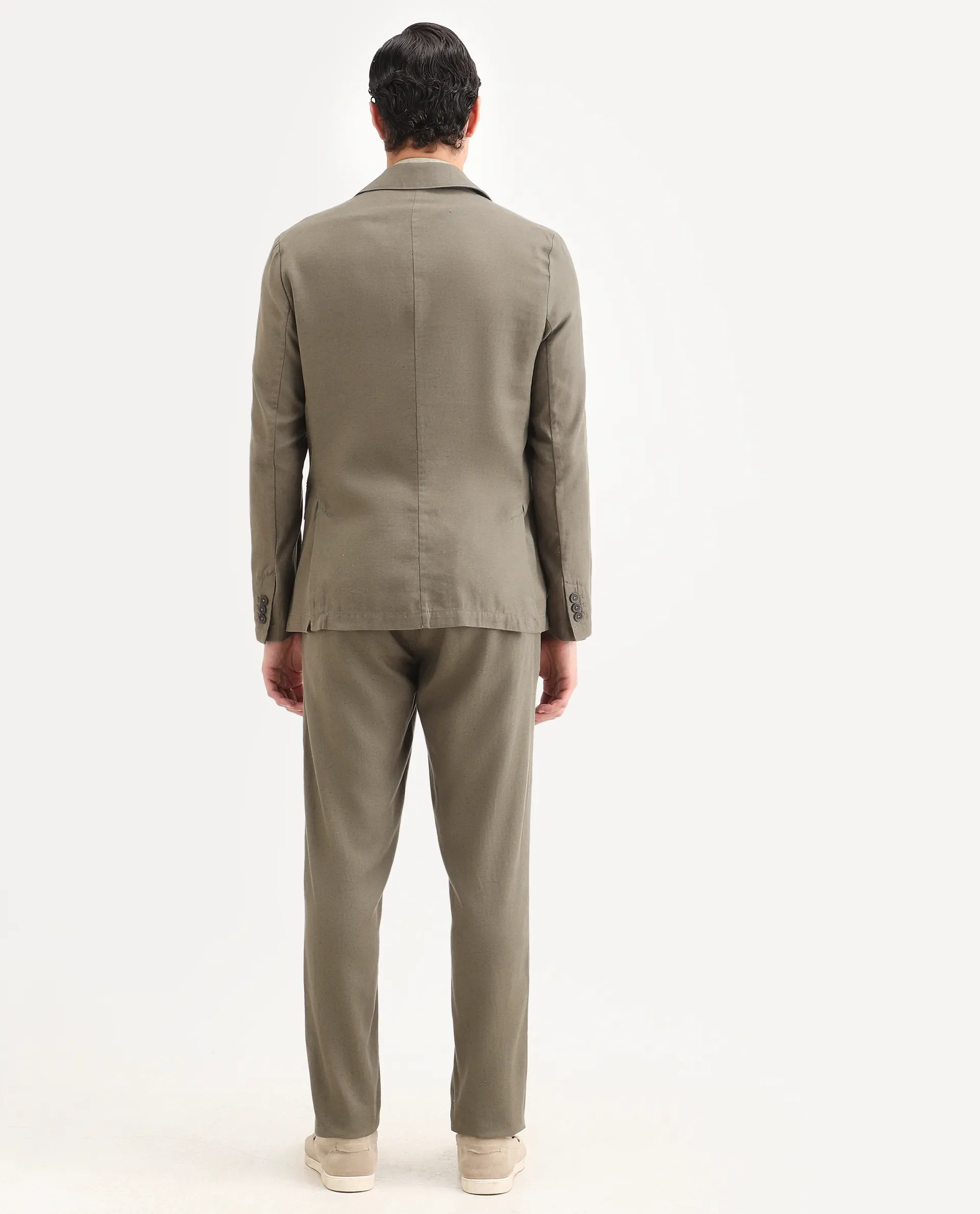Rare Rabbit Men's Linol-T Dusky Olive Linen Blend Fabric Regular Fit Drawstring Plain Trouser - Image 8