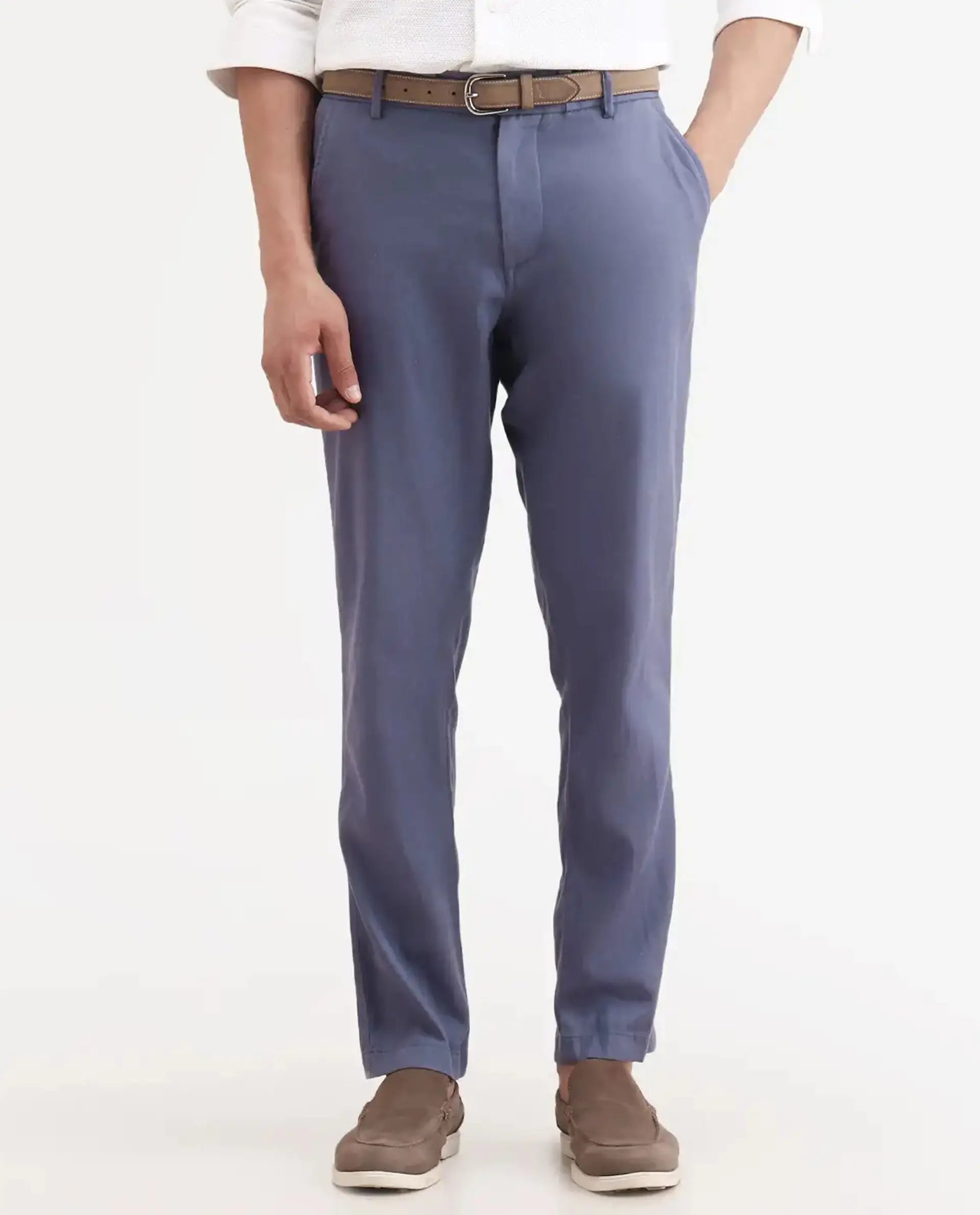 Rare Rabbit Men's Linol-T Dusky Purple Linen Blend Fabric Regular Fit Drawstring Plain Trouser - Image 8
