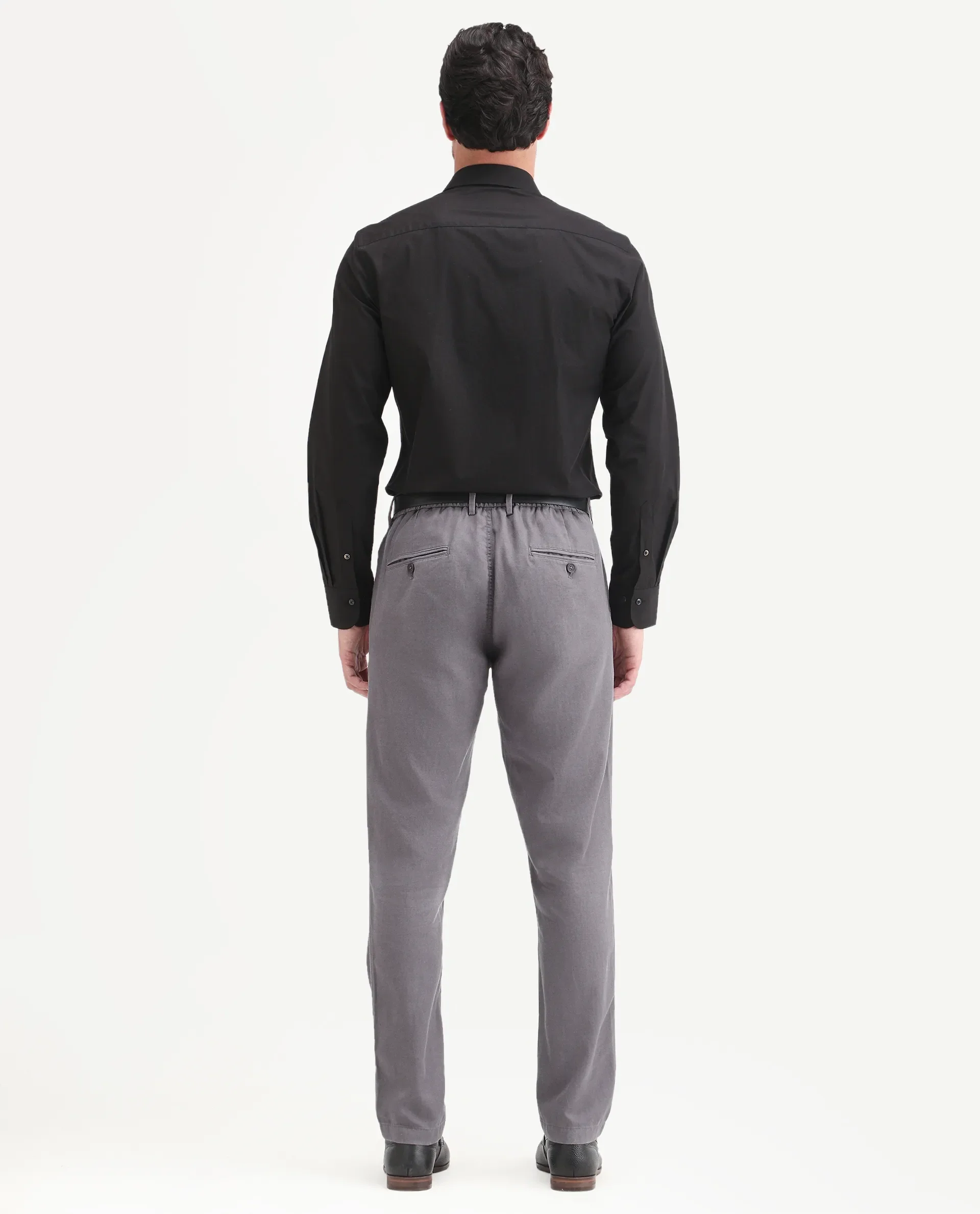 Rare Rabbit Men's Linol-T Grey Linen Blend Fabric Regular Fit Drawstring Plain Trouser - Image 7