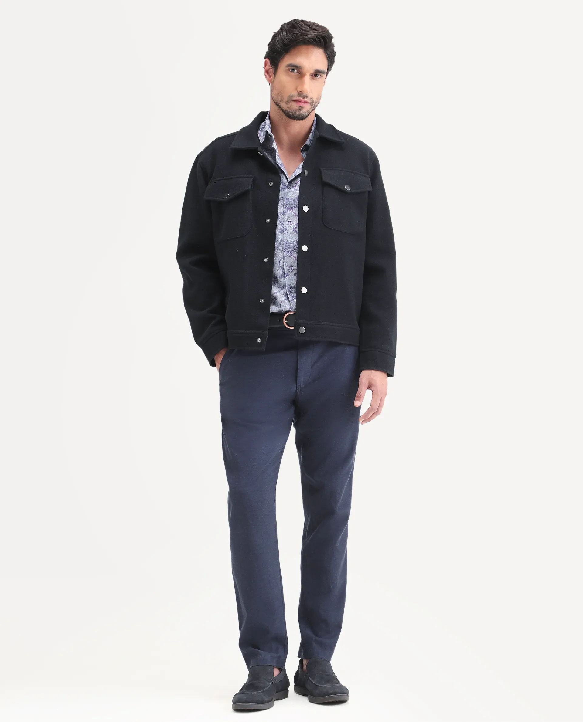 Rare Rabbit Men's Linol-T Navy Linen Blend Fabric Regular Fit Drawstring Plain Trouser