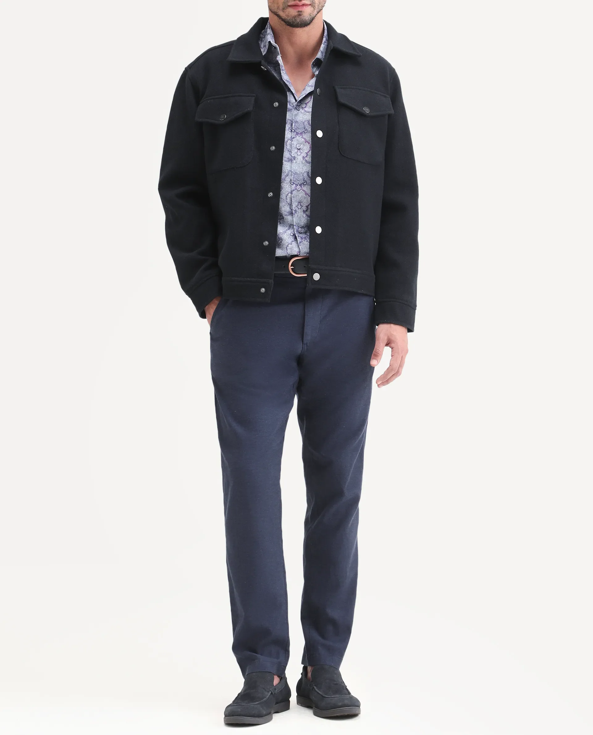 Rare Rabbit Men's Linol-T Navy Linen Blend Fabric Regular Fit Drawstring Plain Trouser - Image 2