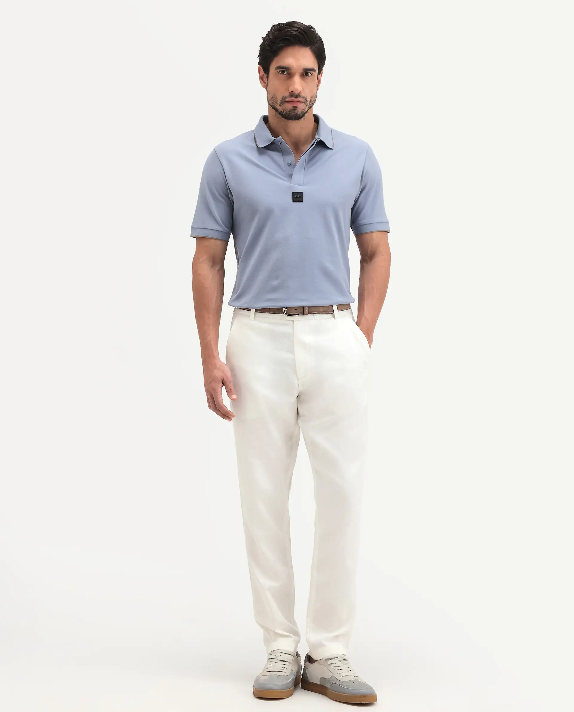Rare Rabbit Men's Linol-T Off White Lyocell Fabric Regular Fit Drawstring Plain Trouser - Image 4