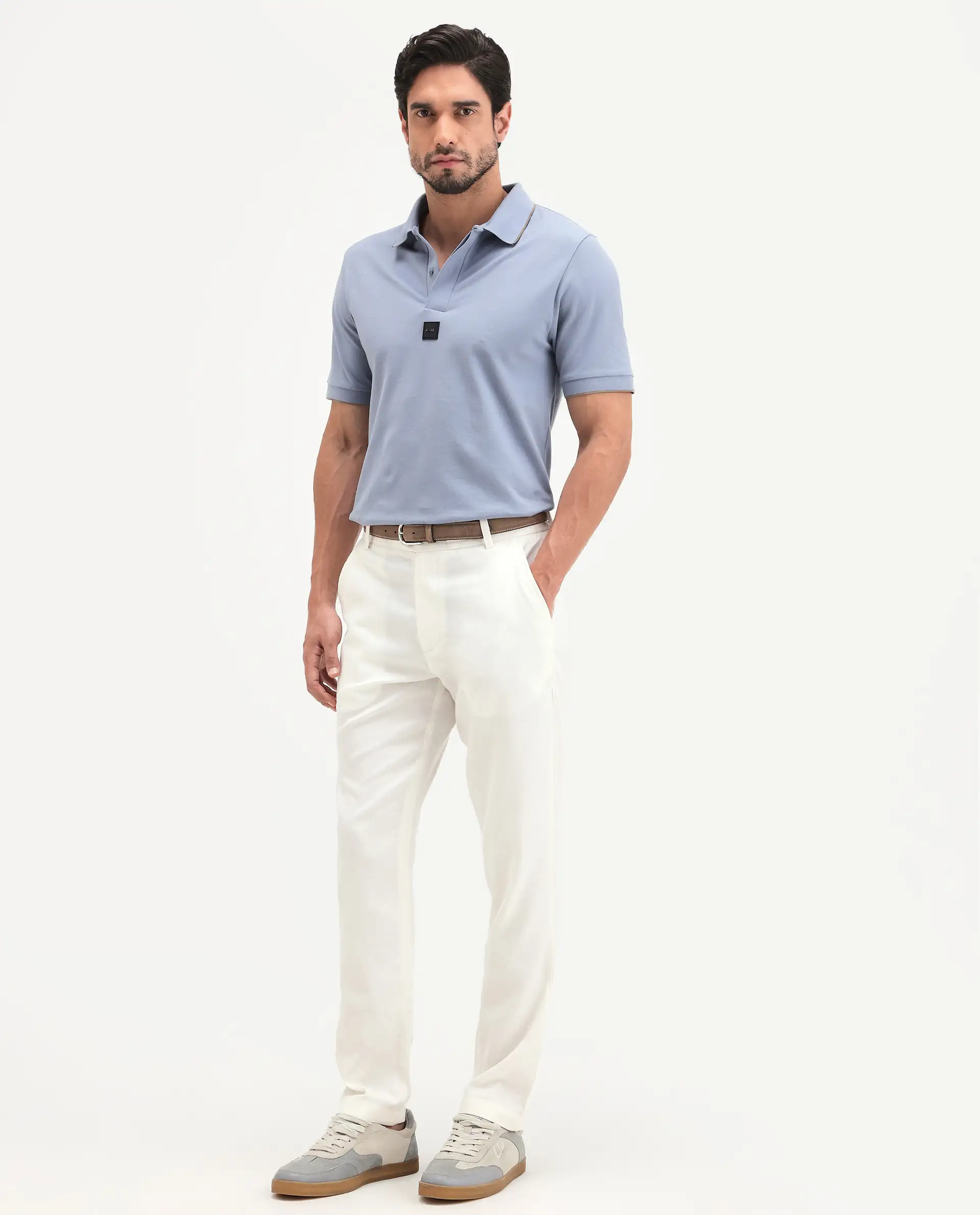 Rare Rabbit Men's Linol-T Off White Lyocell Fabric Regular Fit Drawstring Plain Trouser - Image 6