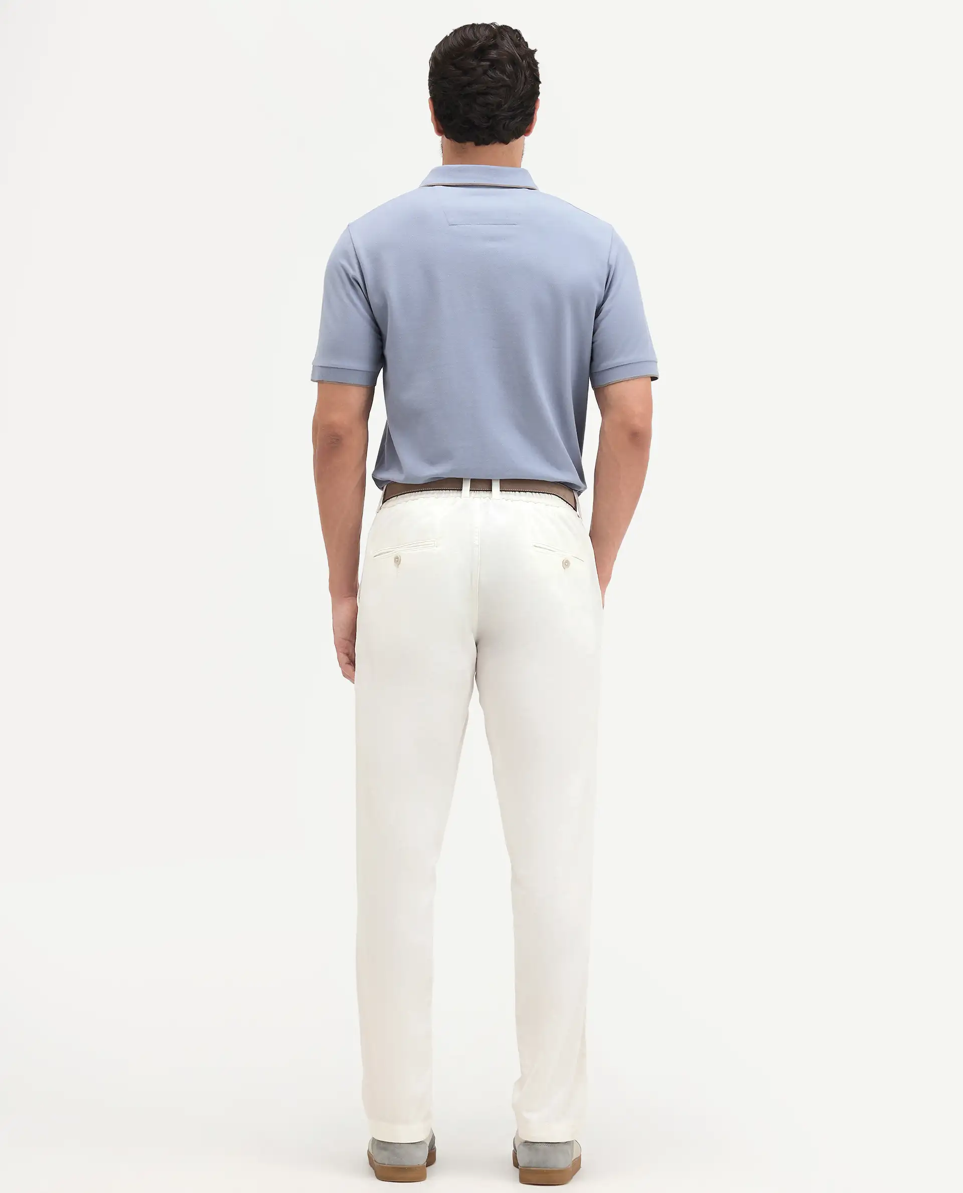 Rare Rabbit Men's Linol-T Off White Lyocell Fabric Regular Fit Drawstring Plain Trouser - Image 7