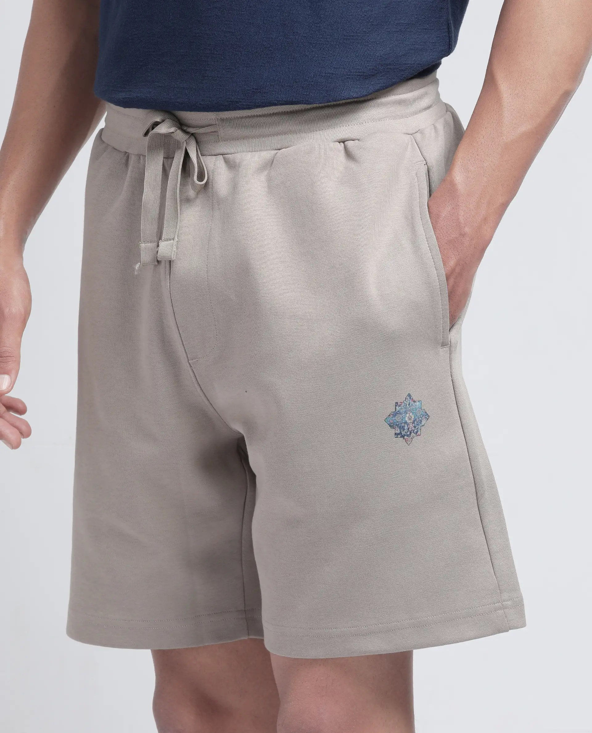 Rare Rabbit Men's Linor Beige Cotton Blend Plain Relaxed Fit Shorts - Image 3