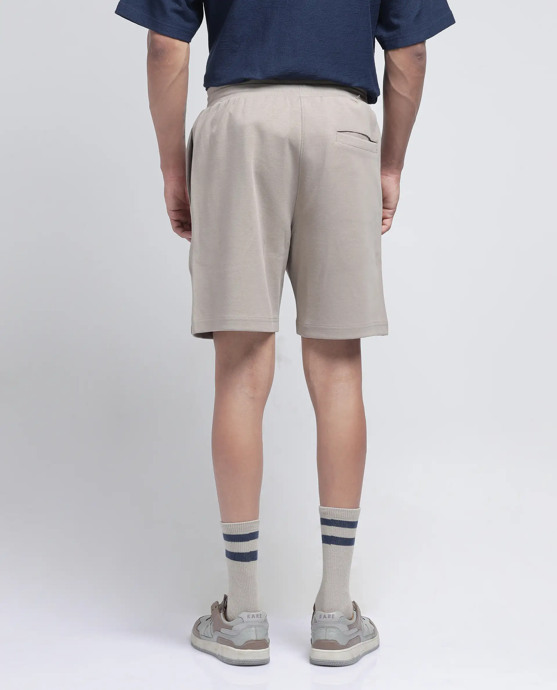 Rare Rabbit Men's Linor Beige Cotton Blend Plain Relaxed Fit Shorts - Image 4