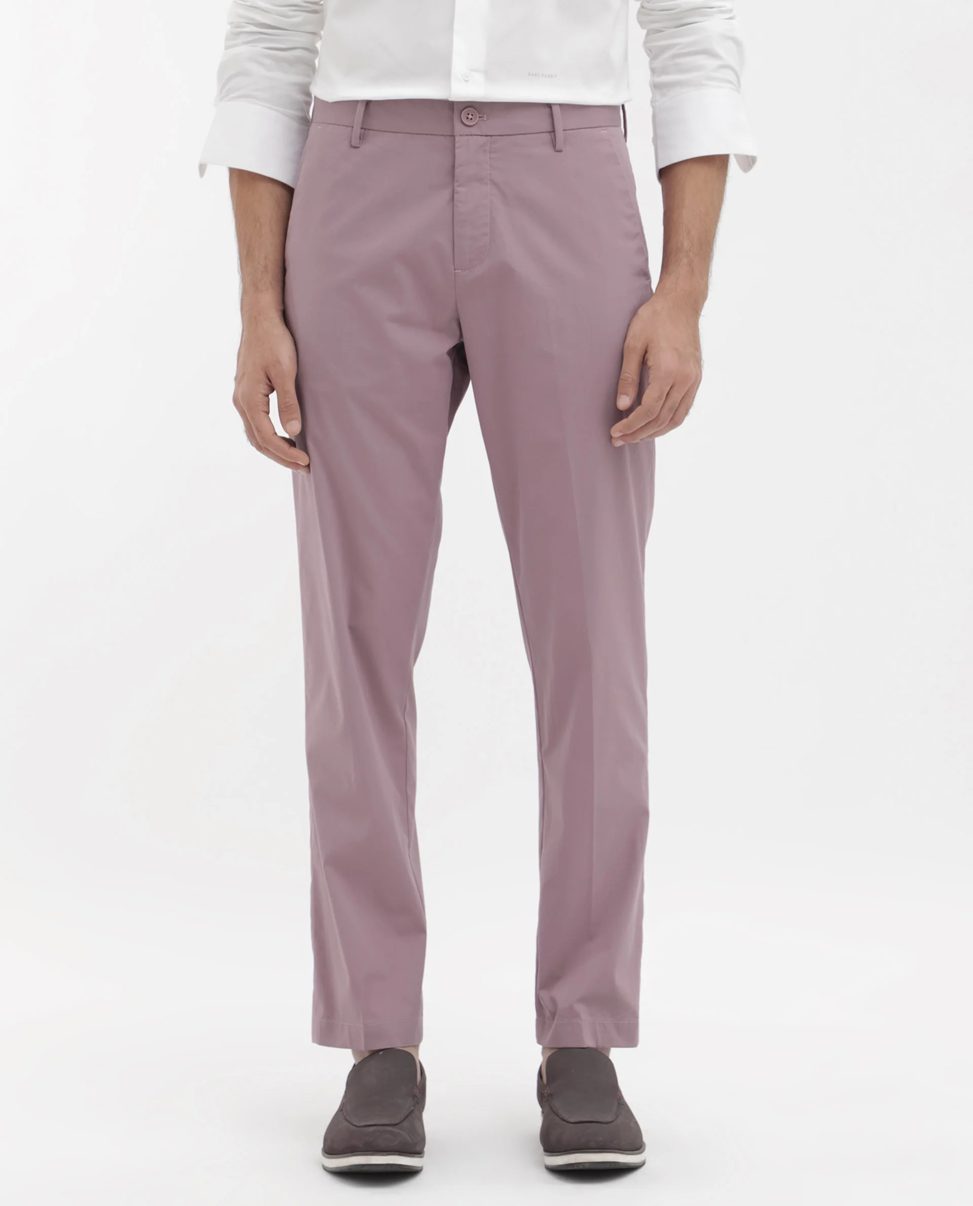 Rare Rabbit Men's Linotel Pastel Pink Cotton Blend Plain Regular Fit Trouser - Image 8