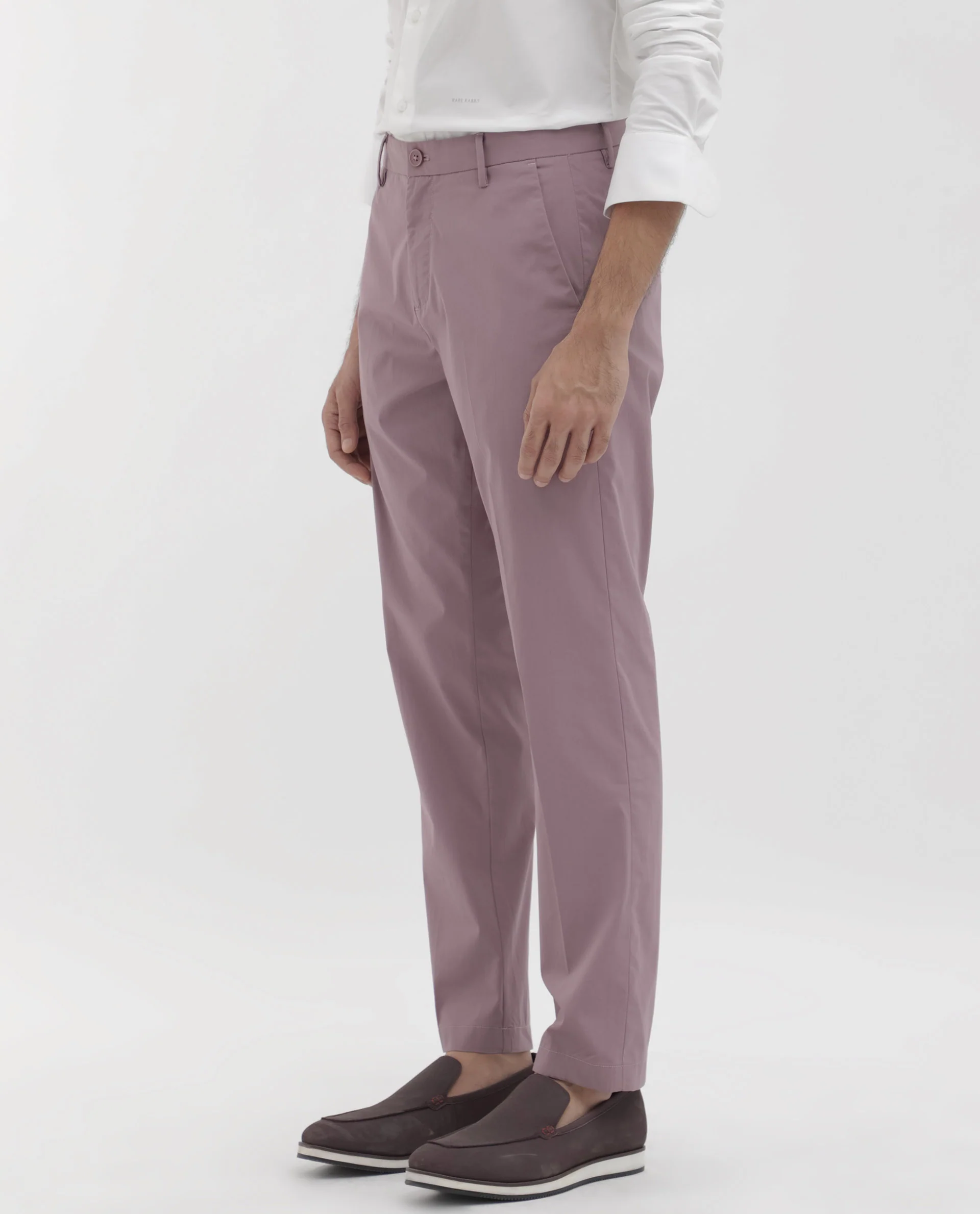 Rare Rabbit Men's Linotel Pastel Pink Cotton Blend Plain Regular Fit Trouser - Image 9