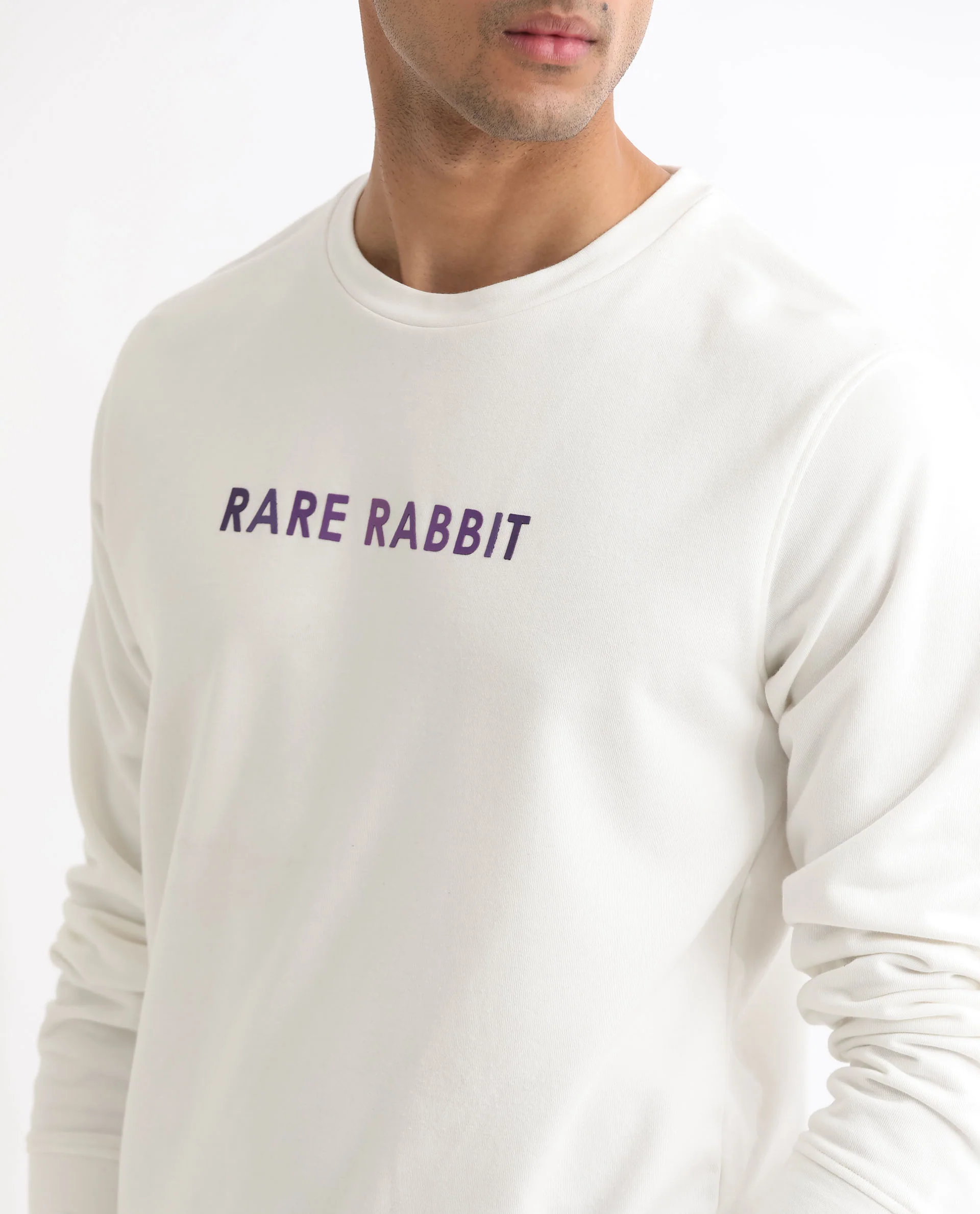 Rare Rabbit Men's Lintz Off White Cotton Graphic Print Regular Fit Full Sleeve Crew Neck Sweatshirt - Image 3