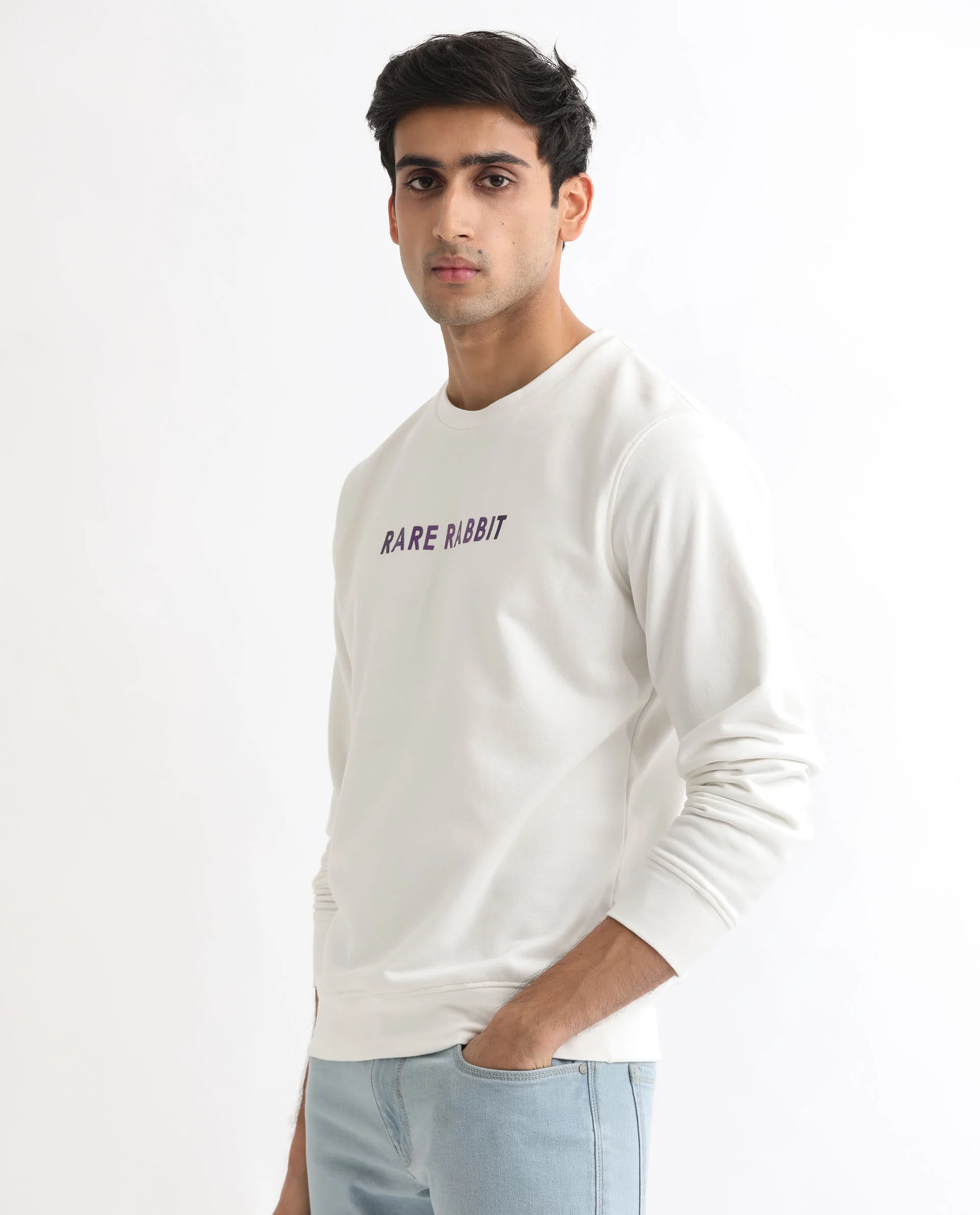 Rare Rabbit Men's Lintz Off White Cotton Graphic Print Regular Fit Full Sleeve Crew Neck Sweatshirt - Image 5