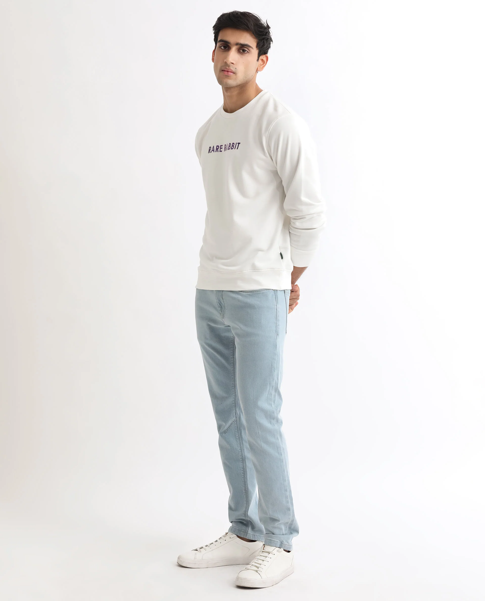 Rare Rabbit Men's Lintz Off White Cotton Graphic Print Regular Fit Full Sleeve Crew Neck Sweatshirt - Image 6