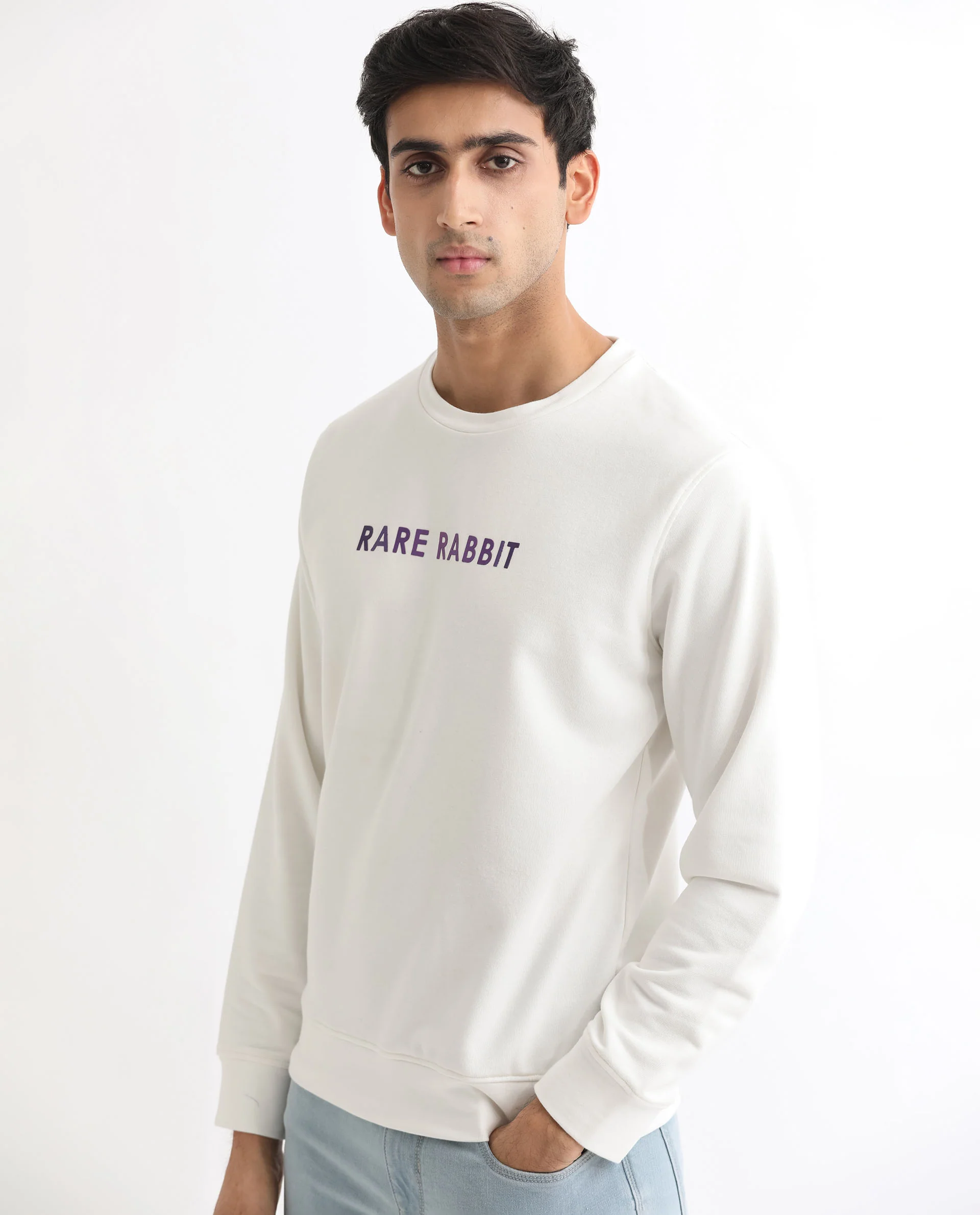 Rare Rabbit Men's Lintz Off White Cotton Graphic Print Regular Fit Full Sleeve Crew Neck Sweatshirt - Image 7
