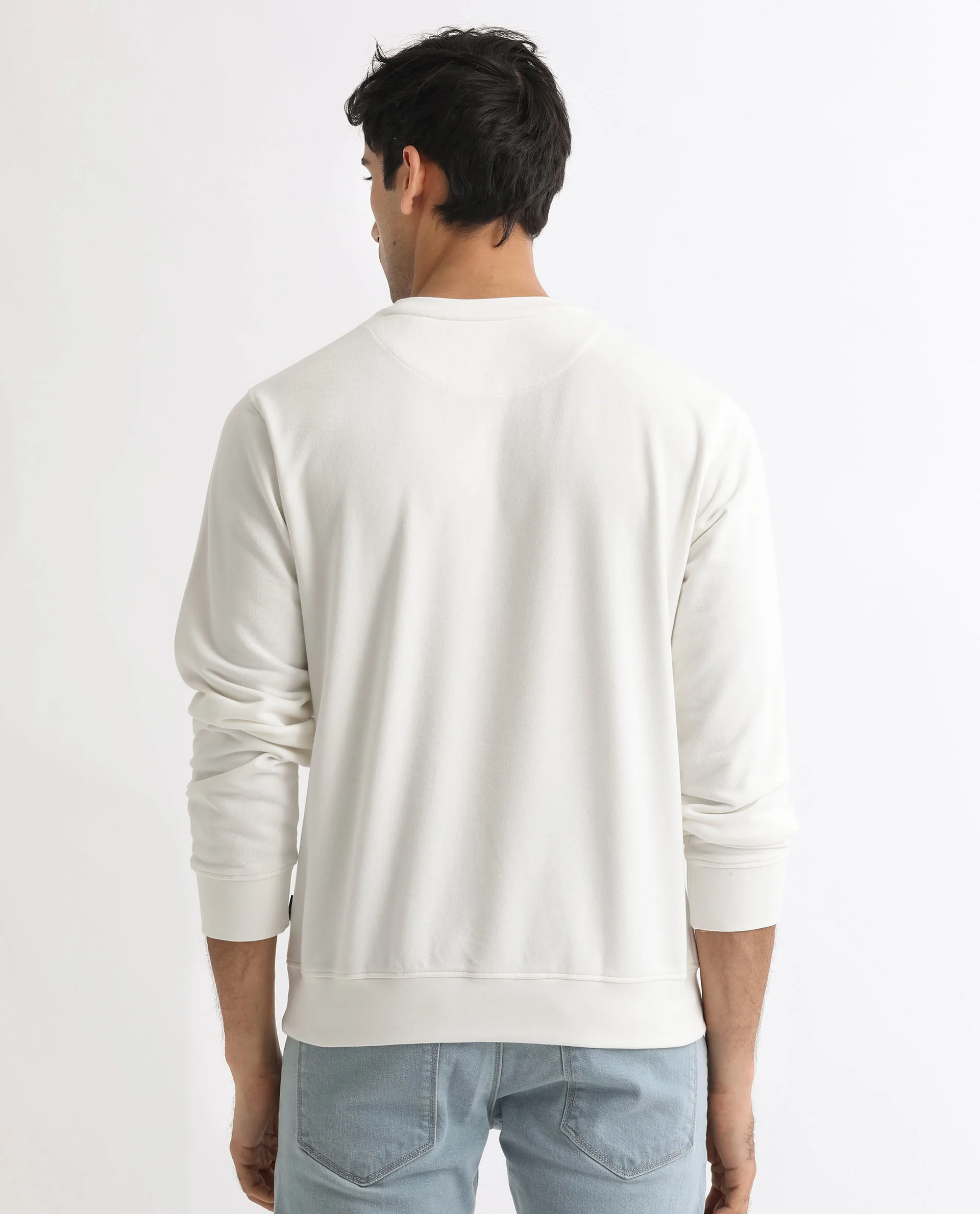 Rare Rabbit Men's Lintz Off White Cotton Graphic Print Regular Fit Full Sleeve Crew Neck Sweatshirt - Image 8