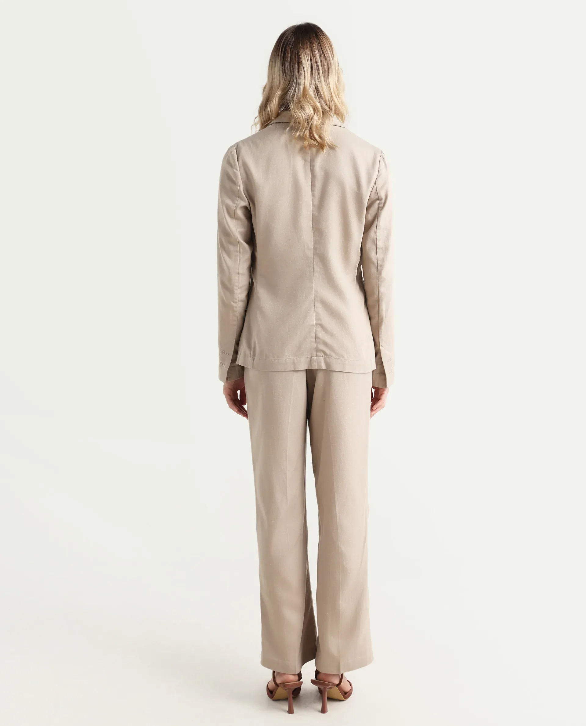Rareism Women's Linzy-B Beige 100% Linen Straight Plain Trouser - Image 7