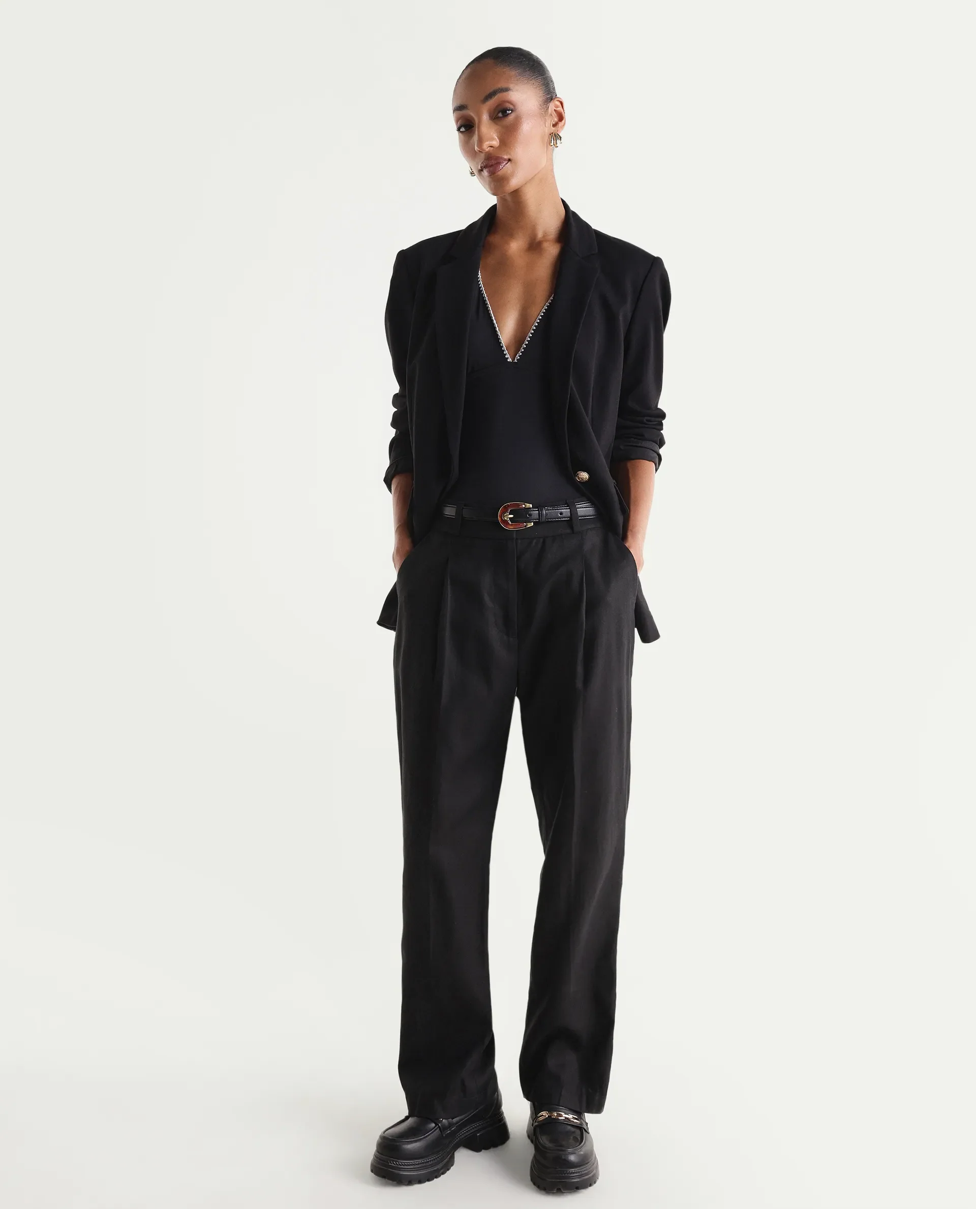 Rareism Women's Linzy-B Black 100% Linen Straight Plain Trouser - Image 3
