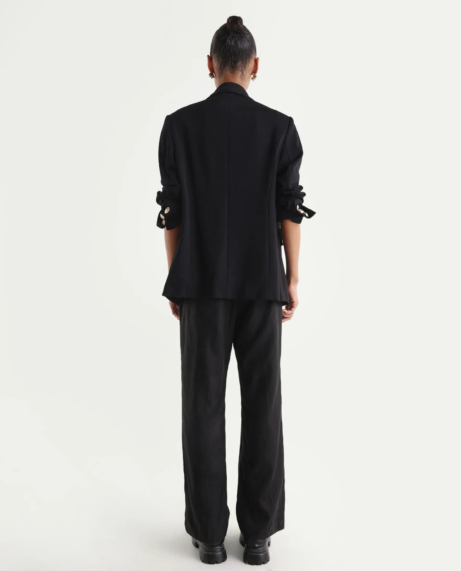 Rareism Women's Linzy-B Black 100% Linen Straight Plain Trouser - Image 6