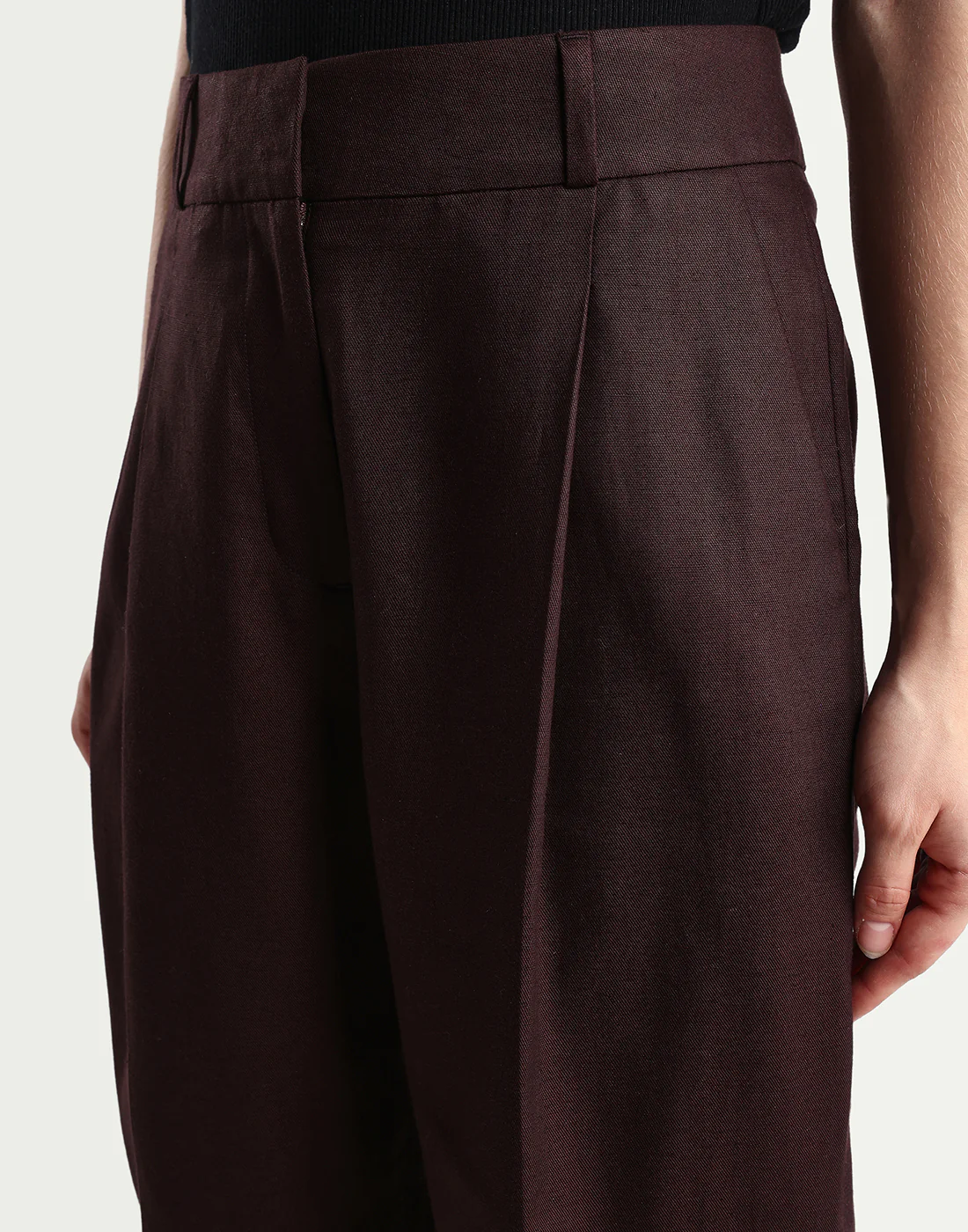 Rareism Women's Linzy-B Brown 100% Linen Straight Plain Trouser - Image 4