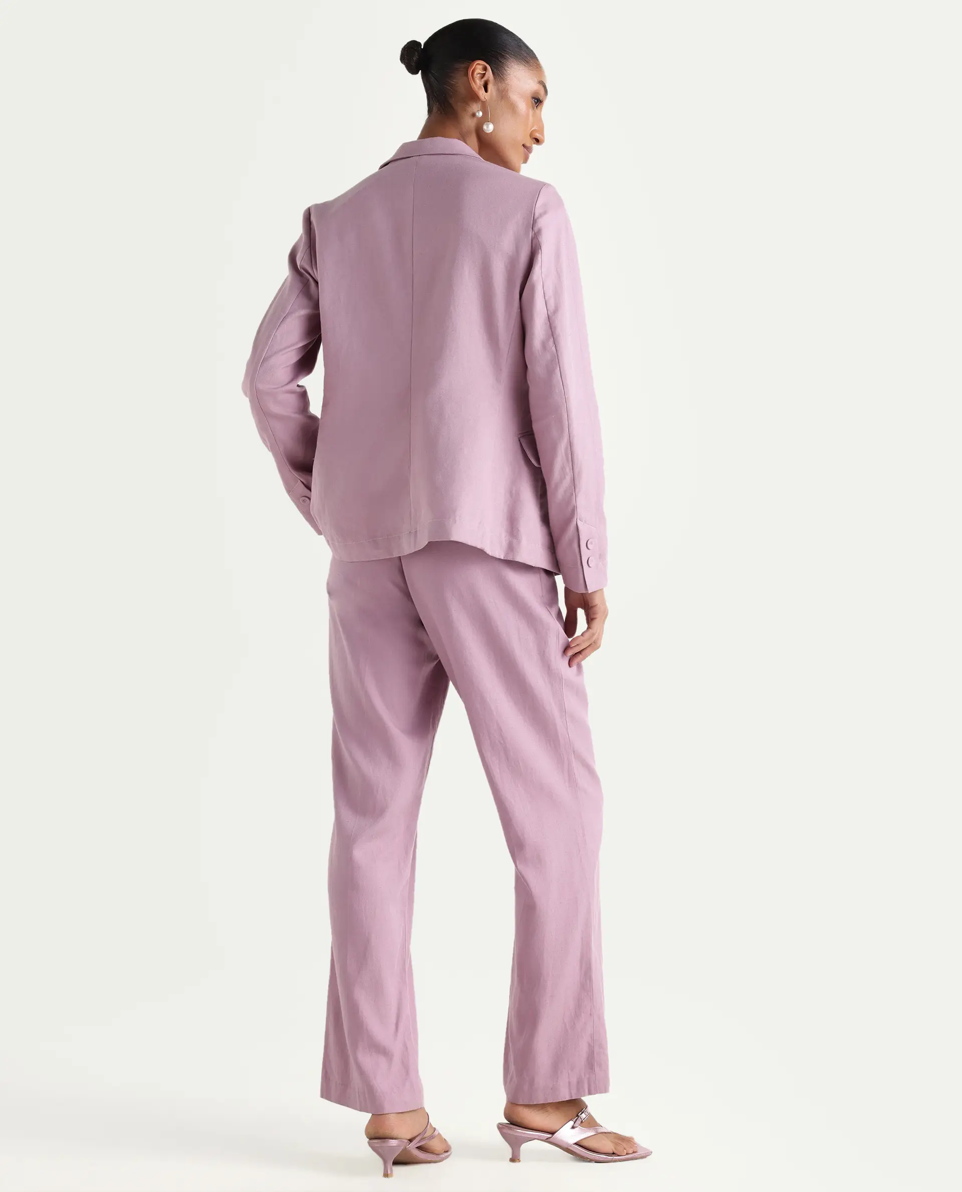 Rareism Women's Linzy-B Dusky Pink 100% Linen Straight Plain Trouser - Image 7