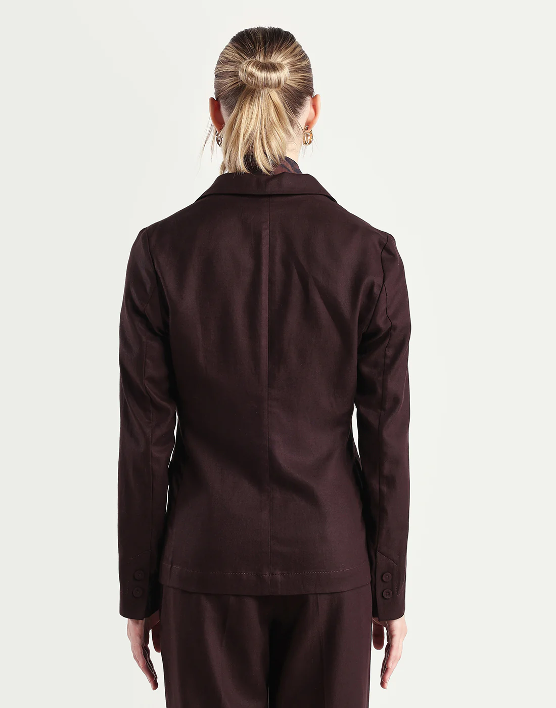Rareism Women's Linzy-T Brown 100% Linen Full Sleeve Lapel Neck Regular Plain Blazer - Image 7